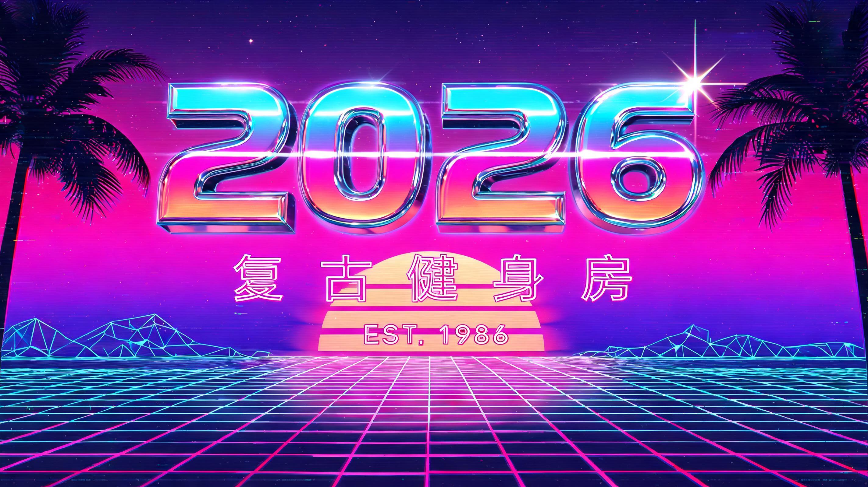 "2026" — Synthwave text effect