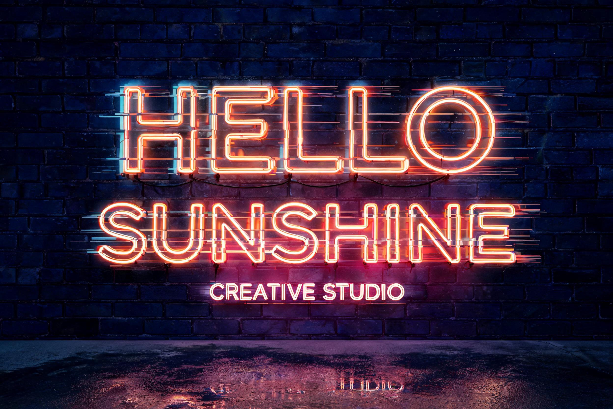 "HELLO
SUNSHINE
CREATIVE STUDIO" — Neon Glow | AI Text Effect Generator