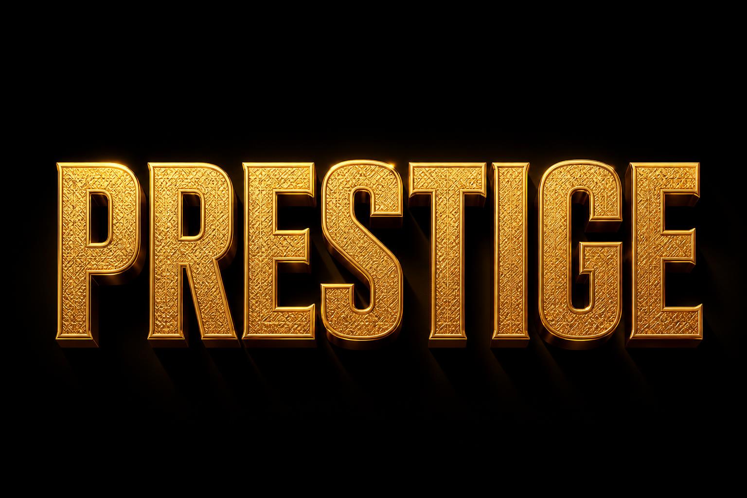 "PRESTIGE" — 3d Bold Gold | AI Text Effect Generator