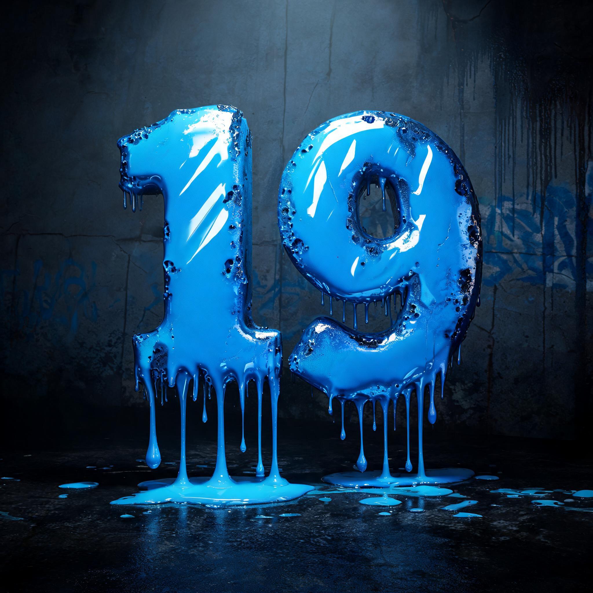 "19" — Drip Font | AI Text Effect Generator