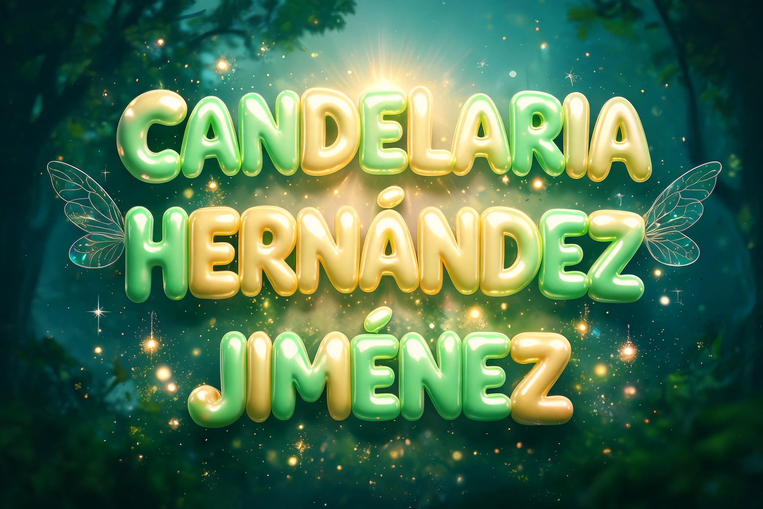 "Pon el nombre de Candelaria Hernandéz Jiménez pero con el diseño de Campanita" — 3d Bold Inflated | AI Text Effect Generator