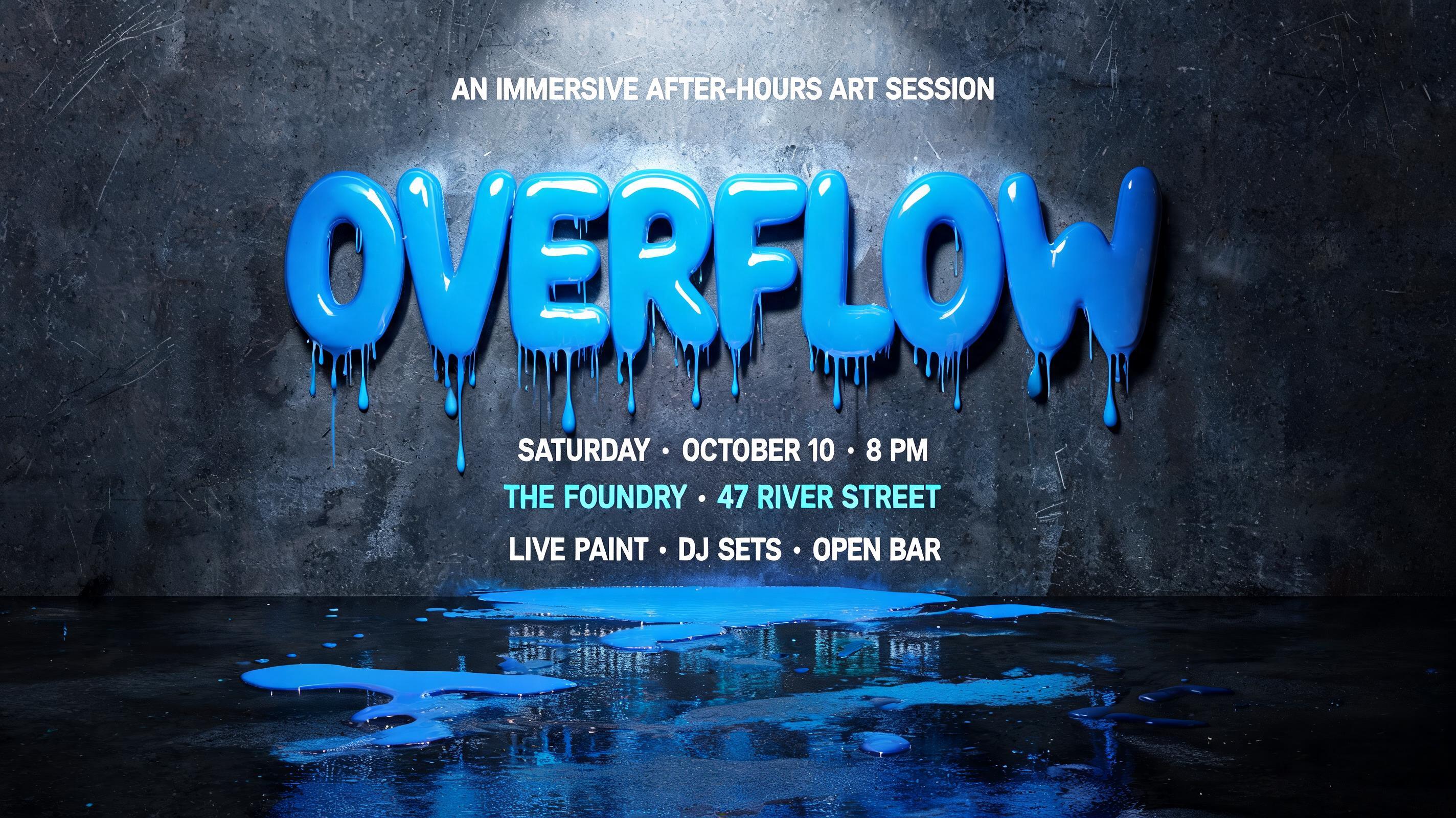 "Design a runny paint title reading Overflow for my event banner" — Drip Font | AI Text Effect Generator