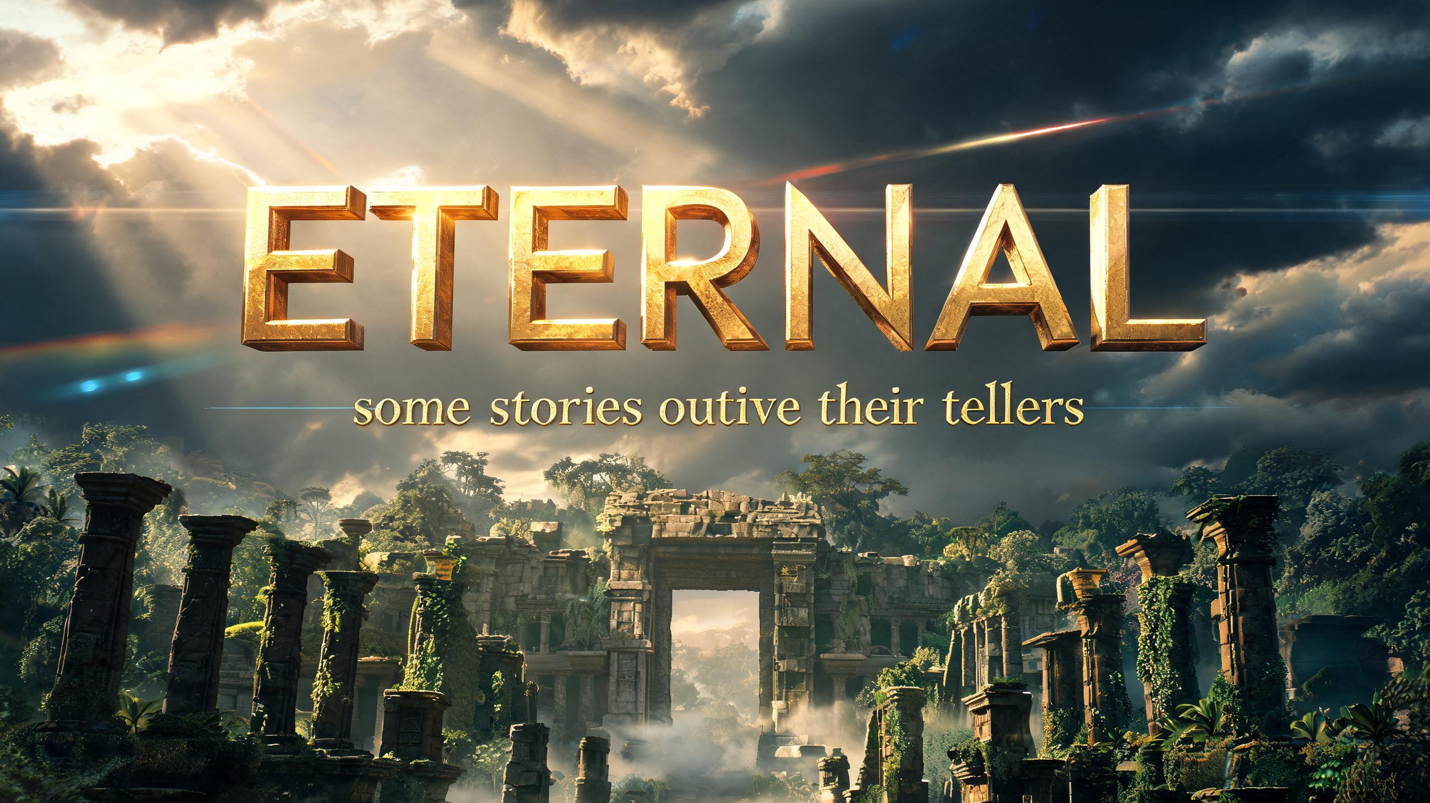 "ETERNAL
some stories outlive their tellers" — Cinematic Blockbuster | AI Text Effect Generator