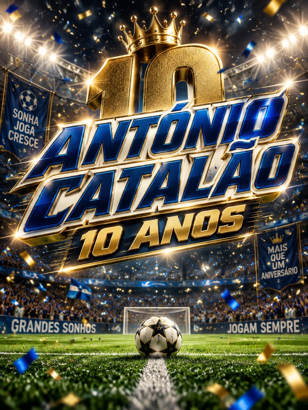 "ANTÓNIO CATALÃO 10 ANOS" — Sports Football | AI Text Effect Generator