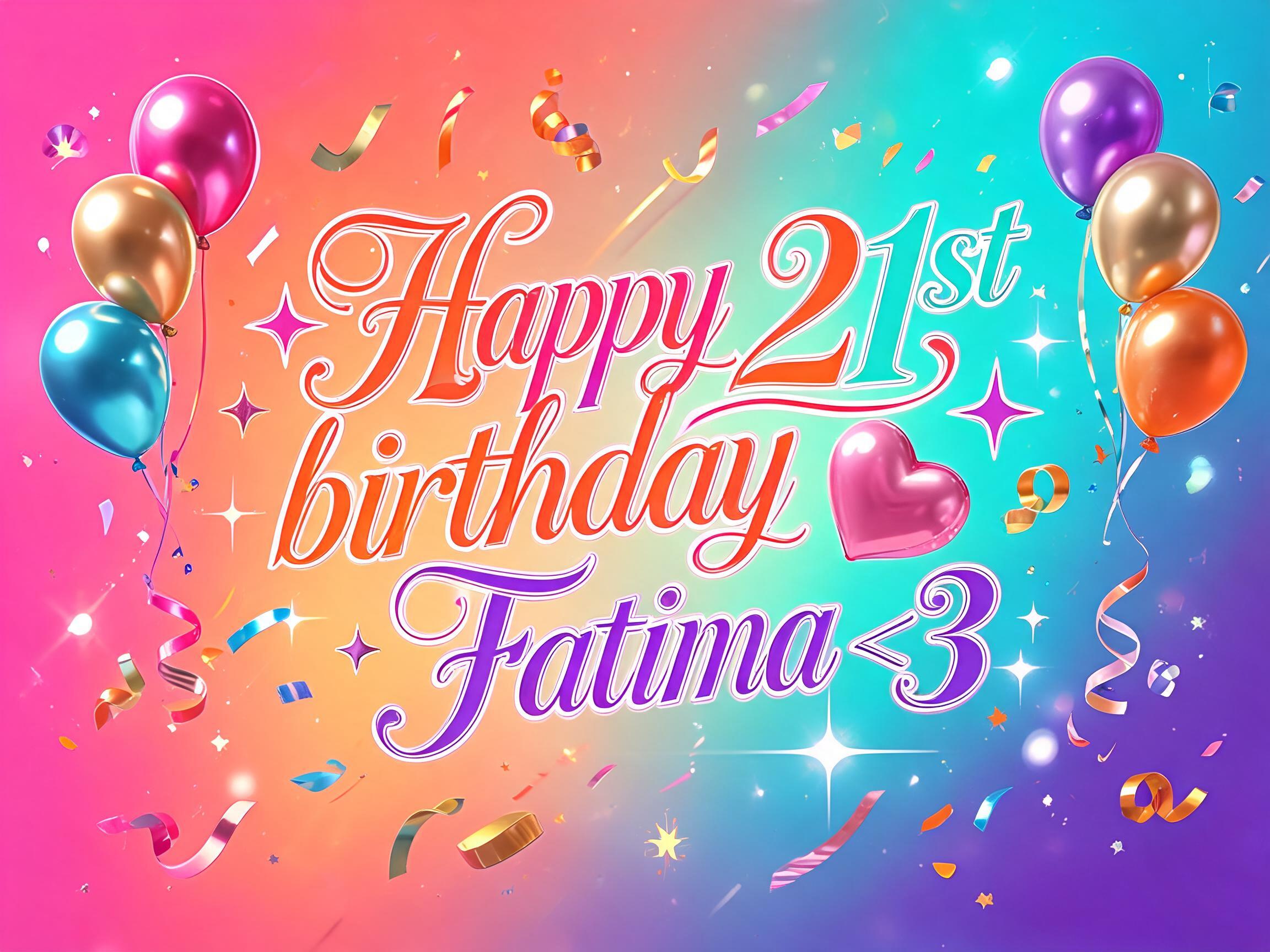 "✦ Happy 21st birthday Fatima <3 ✦" — Birthday | AI Text Effect Generator