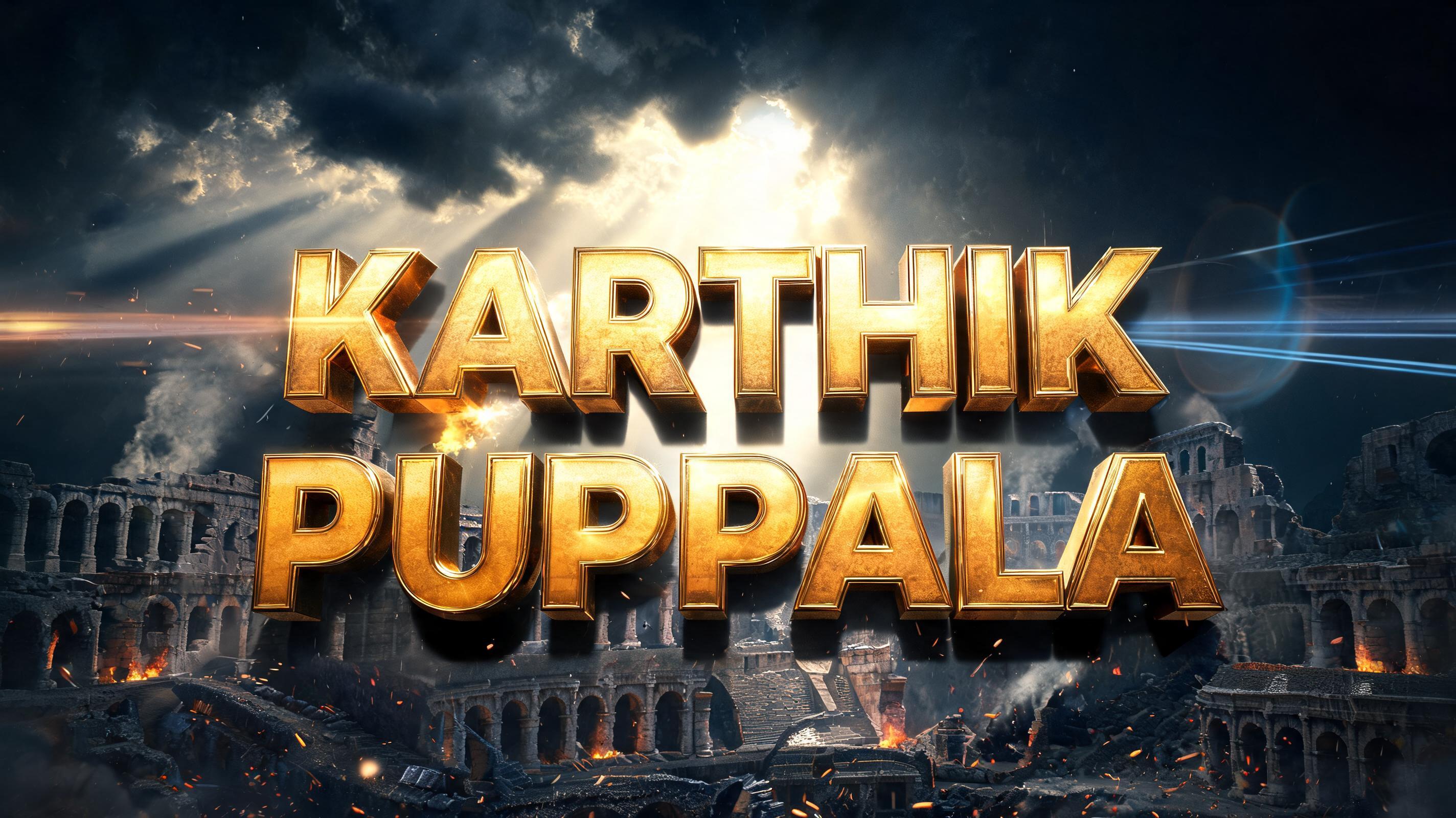 "KARTHIK 
PUPPALA 
" — Cinematic Blockbuster | AI Text Effect Generator