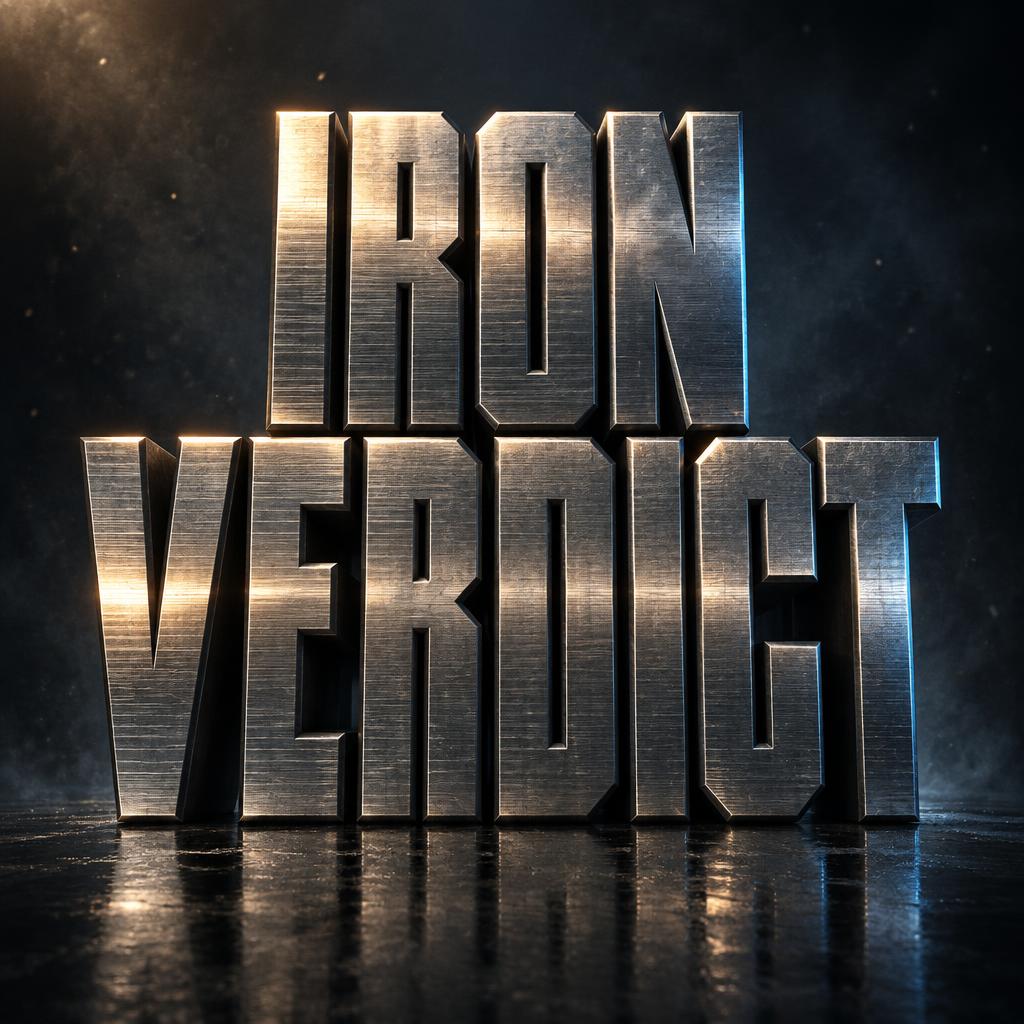 "IRON
VERDICT" — Metallic | AI Text Effect Generator