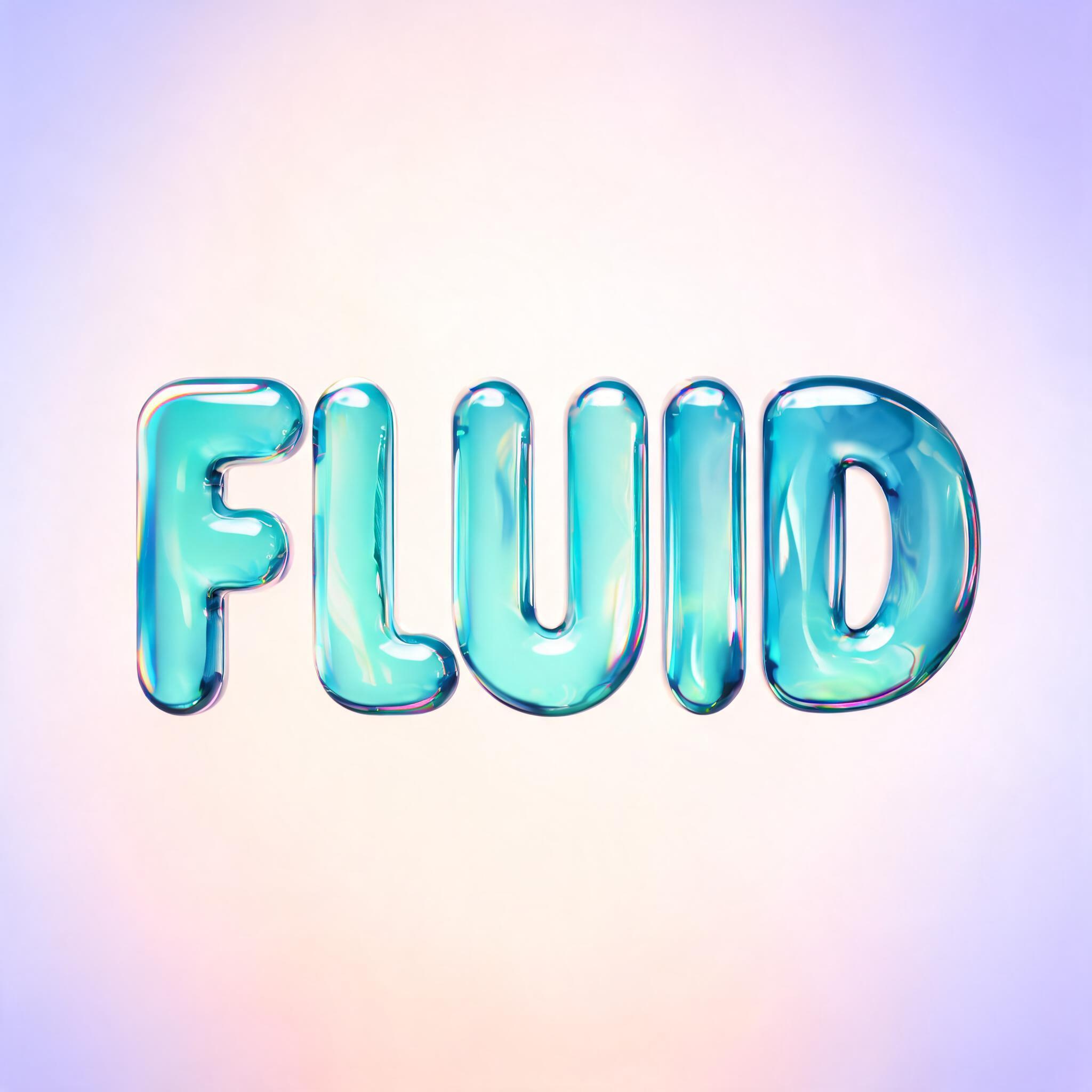 "FLUID" — Glass Liquid | AI Text Effect Generator