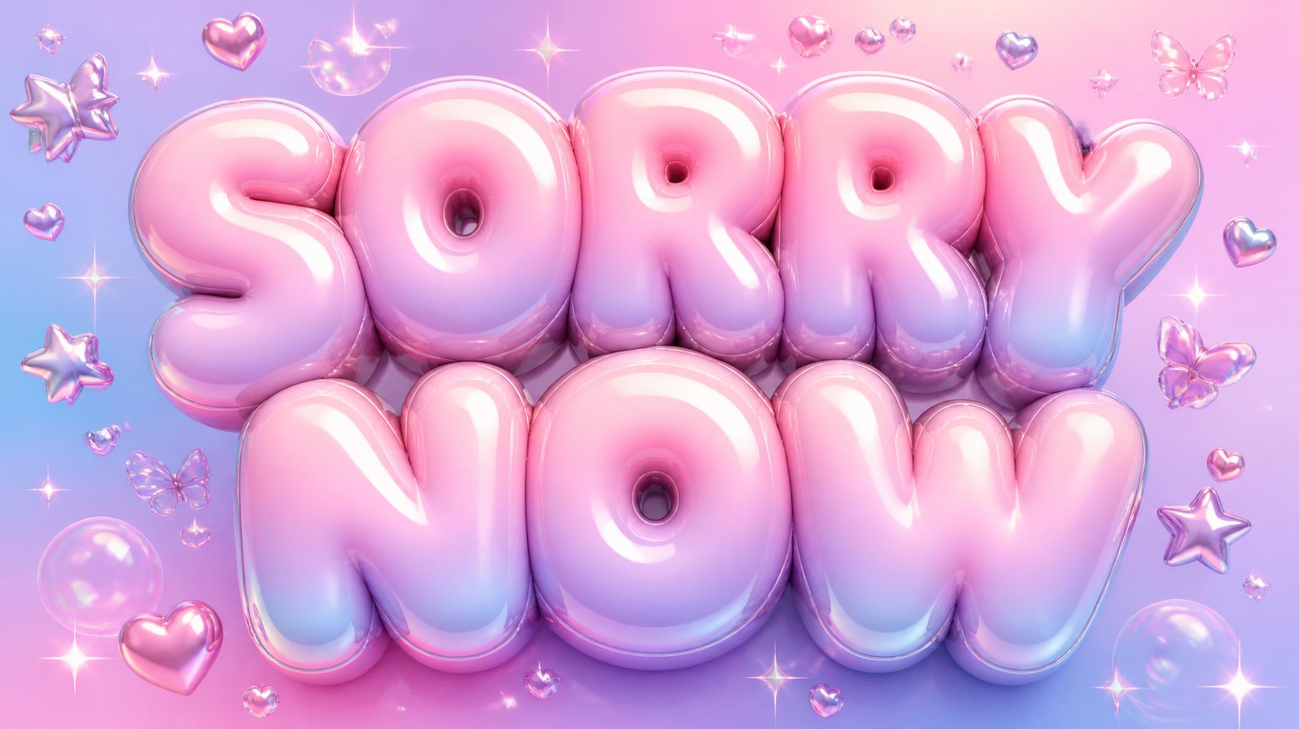 "SORRY NOW" — Y2k Bubbly text effect
