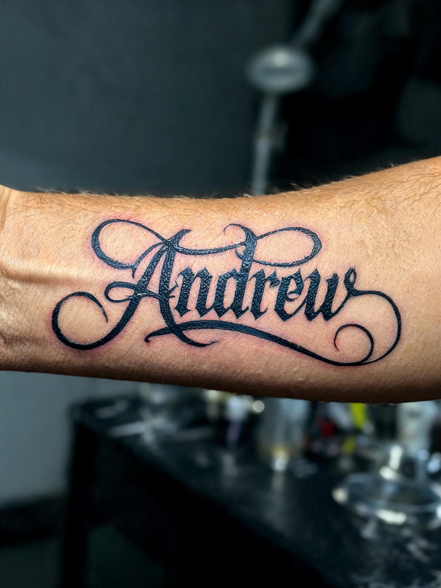 "Andrew" — Tattoo | AI Text Effect Generator