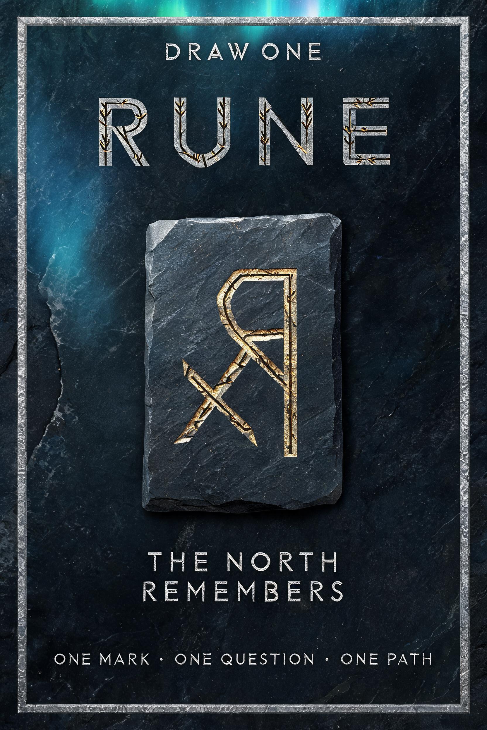 "DRAW ONE
RUNE
THE NORTH REMEMBERS
ONE MARK · ONE QUESTION · ONE PATH" — Viking Runic | AI Text Effect Generator