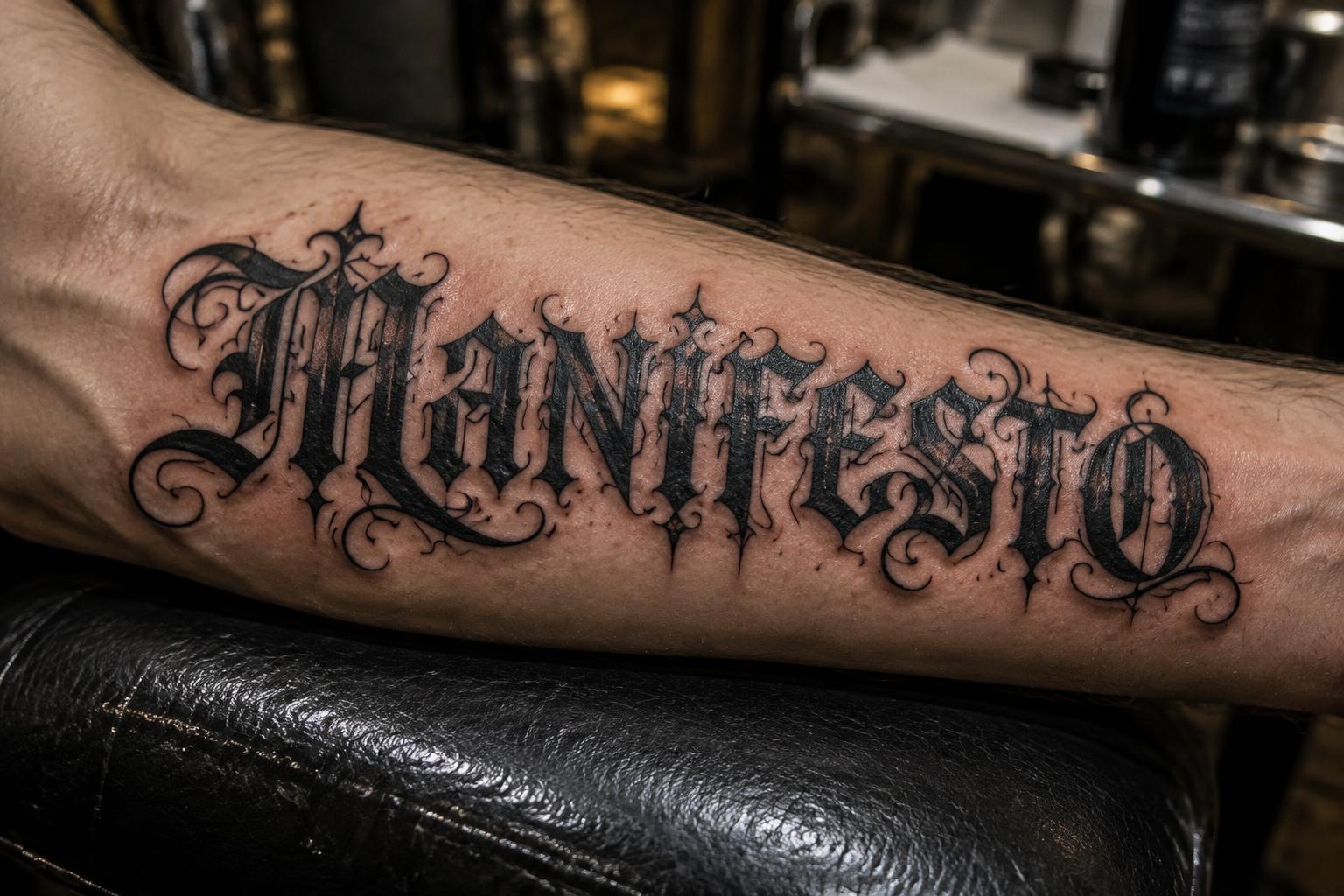 "MANIFESTO" — Tattoo | AI Text Effect Generator