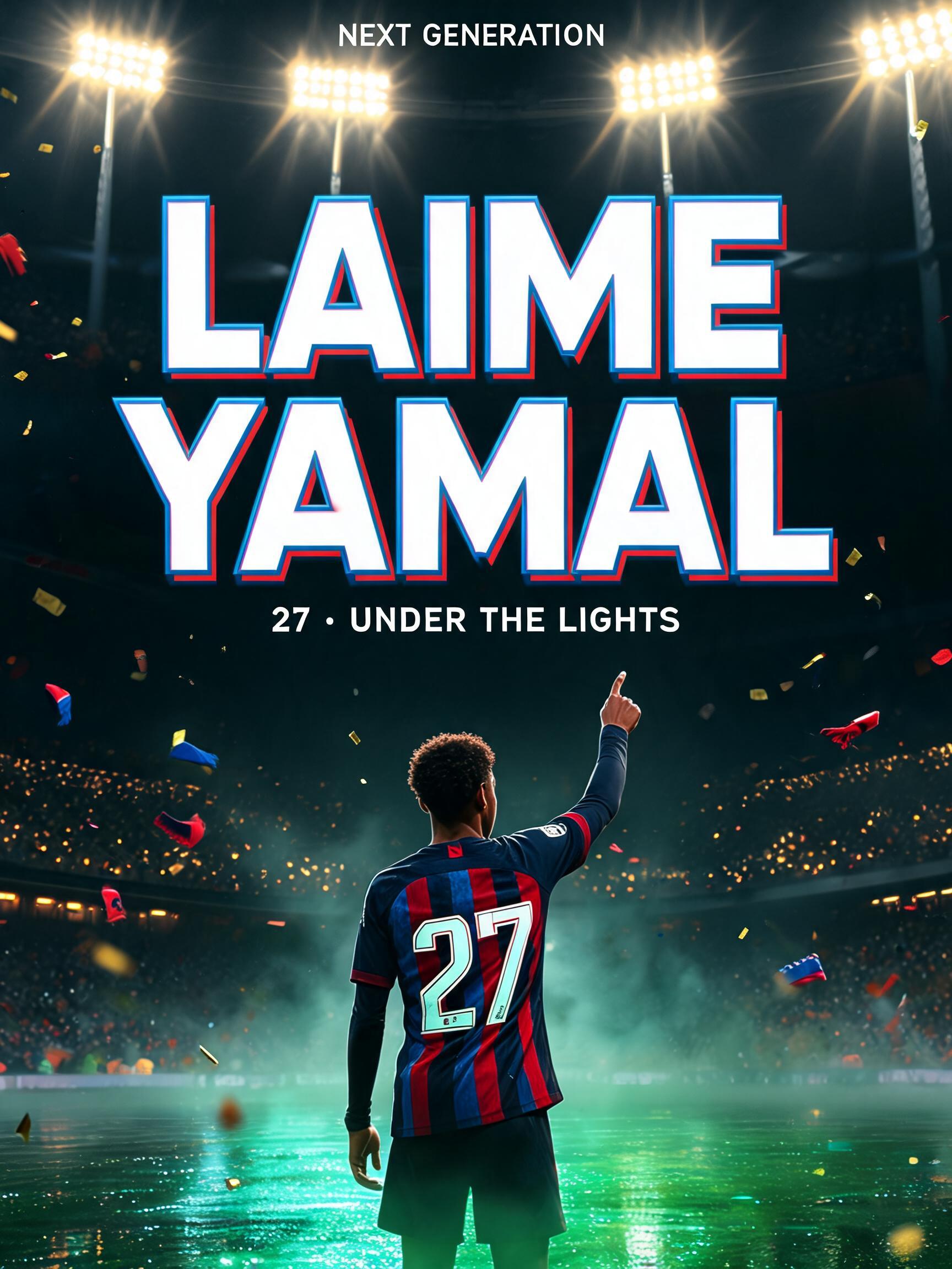 "LAIME
YAMAL
NEXT GENERATION
27 · UNDER THE LIGHTS" — Sports Football | AI Text Effect Generator