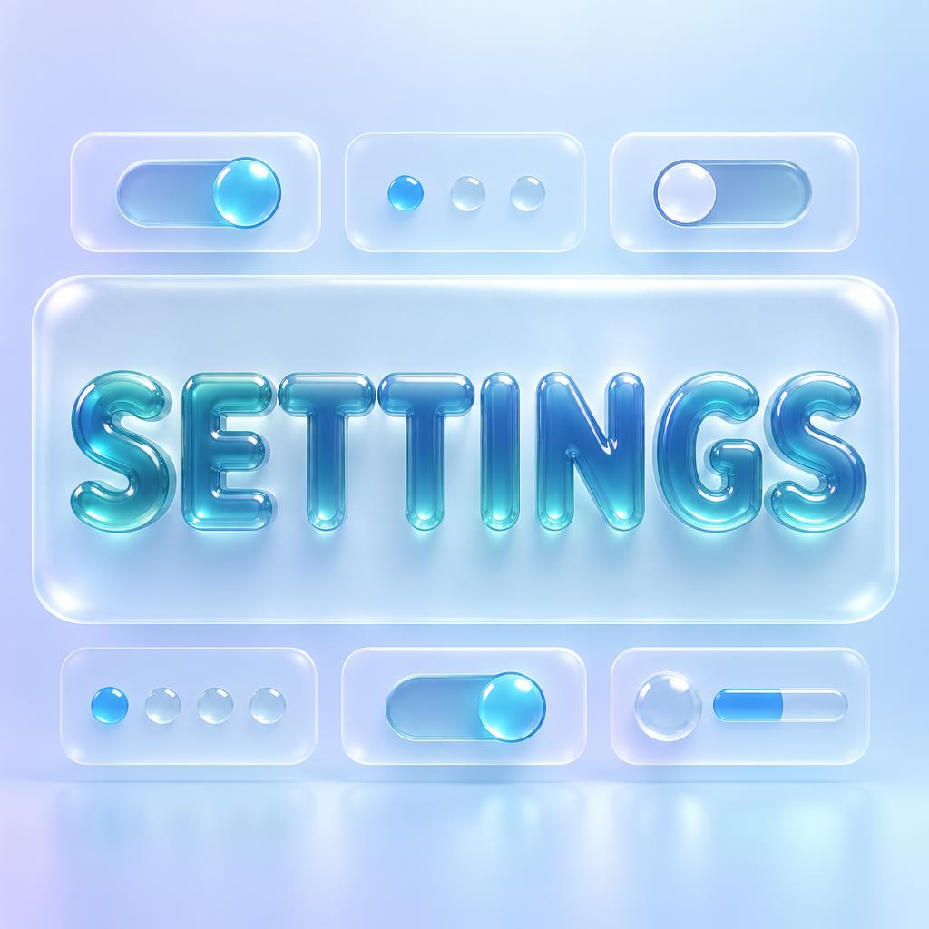 "SETTINGS" — Glass Liquid | AI Text Effect Generator