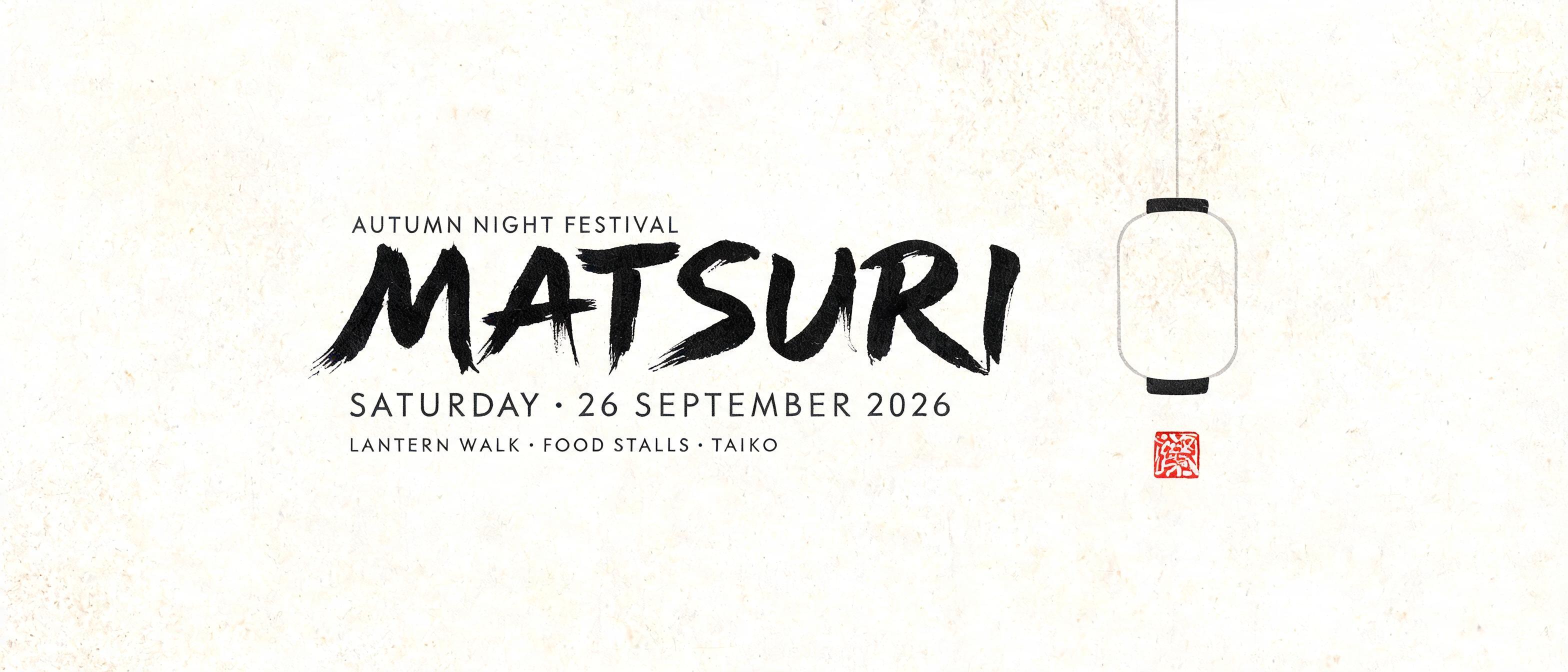 "Matsuri
AUTUMN NIGHT FESTIVAL
SATURDAY · 26 SEPTEMBER 2026
LANTERN WALK · FOOD STALLS · TAIKO" — Brush Japanese Ink | AI Text Effect Generator