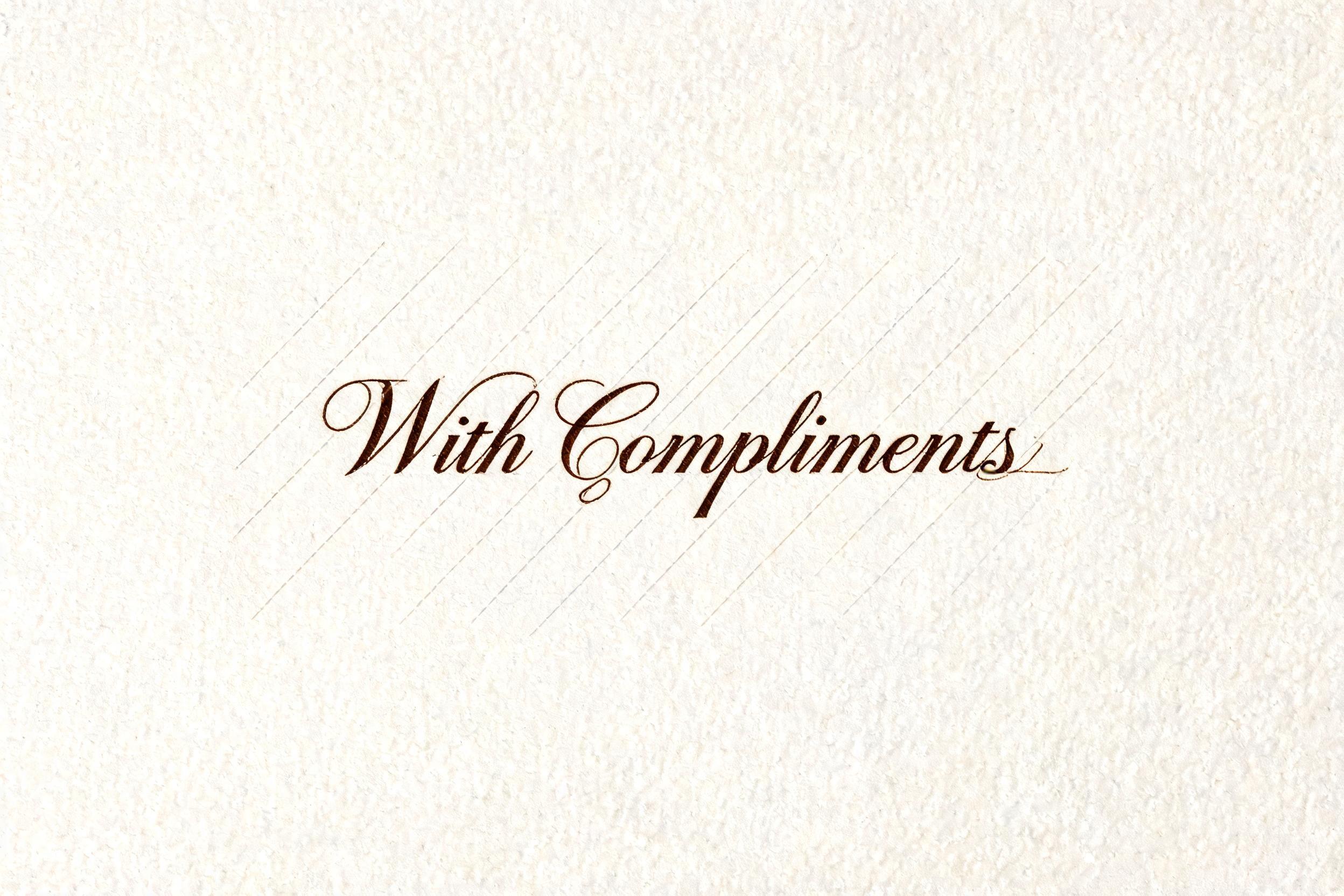 "With Compliments" — Cursive Calligraphy | AI Text Effect Generator