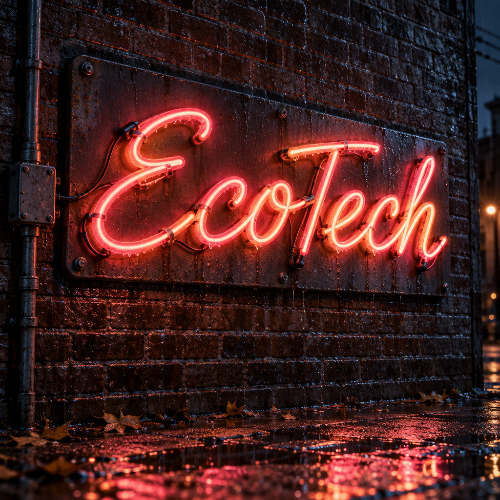 "EcoTech" — Neon Sign | AI Text Effect Generator