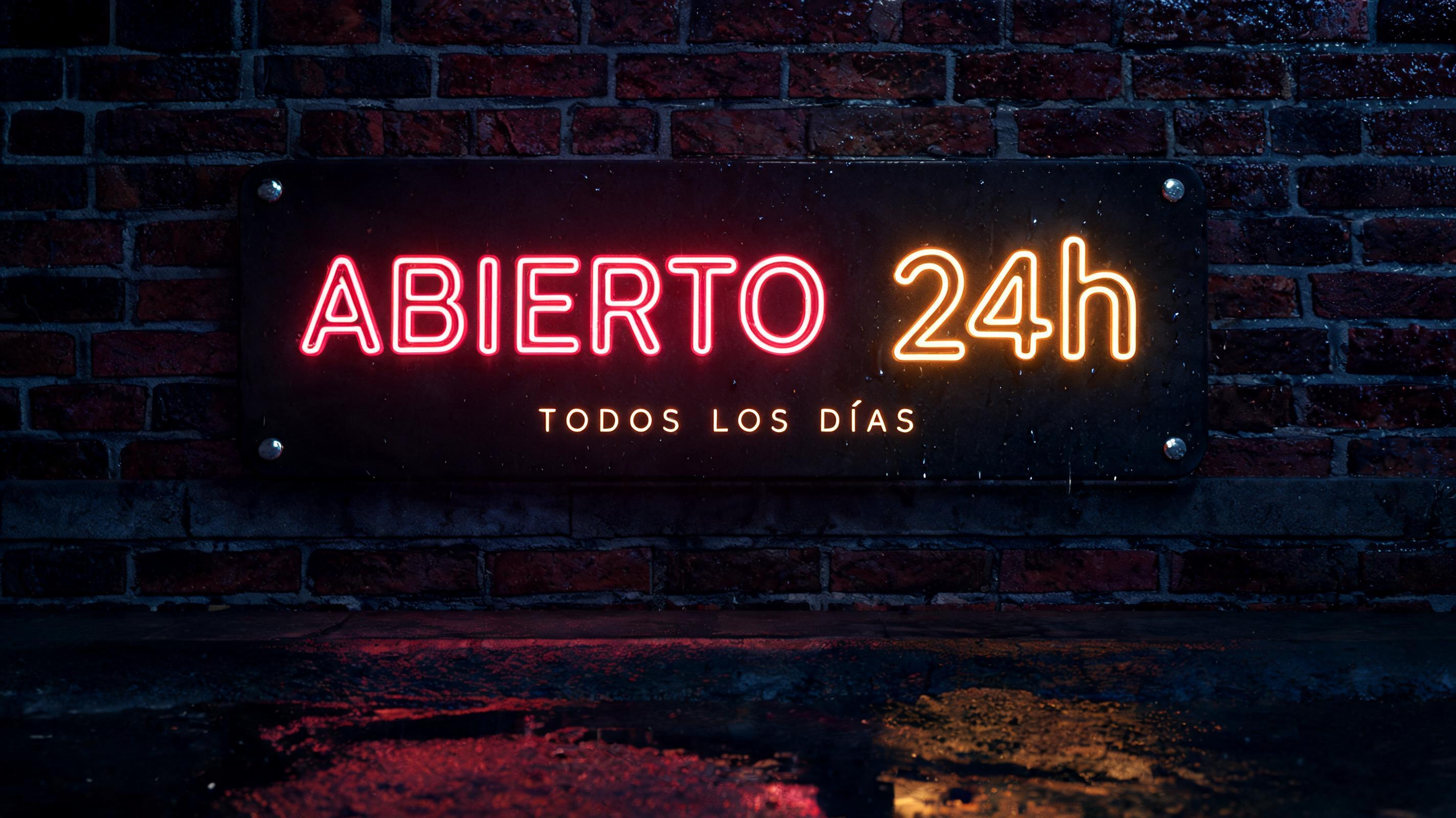 "ABIERTO 24h
TODOS LOS DÍAS" — Neon Sign | AI Text Effect Generator