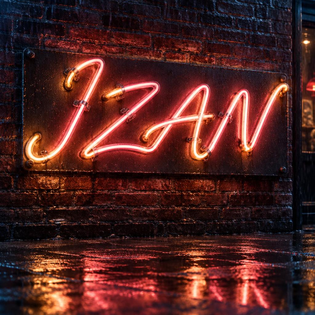"IZAN" — Neon Sign | AI Text Effect Generator