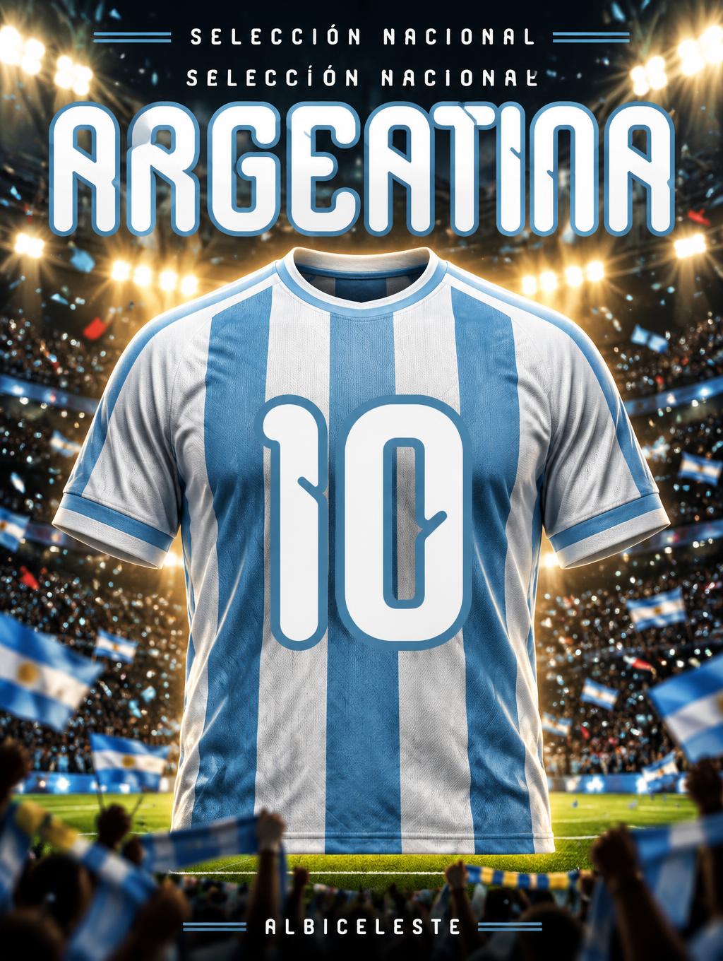 "ARGENTINA
10
SELECCIÓN NACIONAL
ALBICELESTE" — Sports Football | AI Text Effect Generator