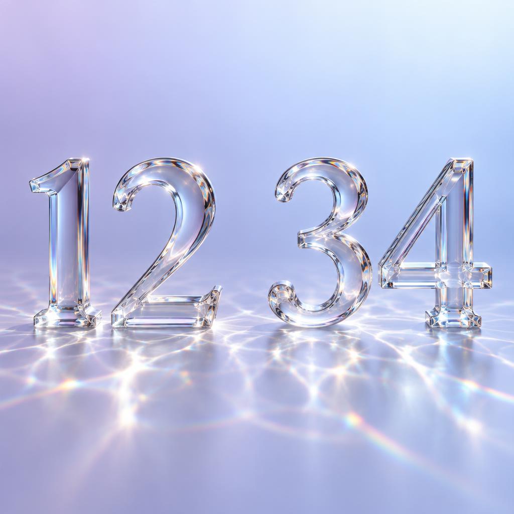 "12 34" — Glass | AI Text Effect Generator