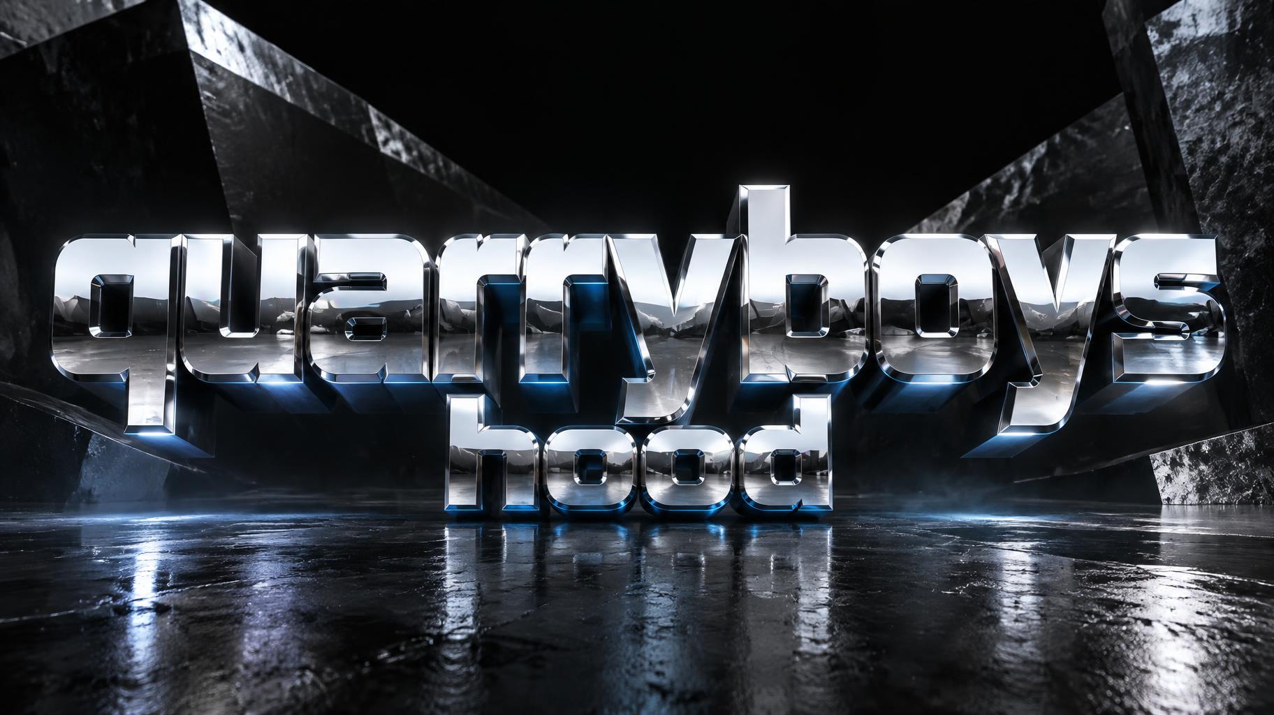 "quarryboys hood" — Chrome Metal 3d | AI Text Effect Generator