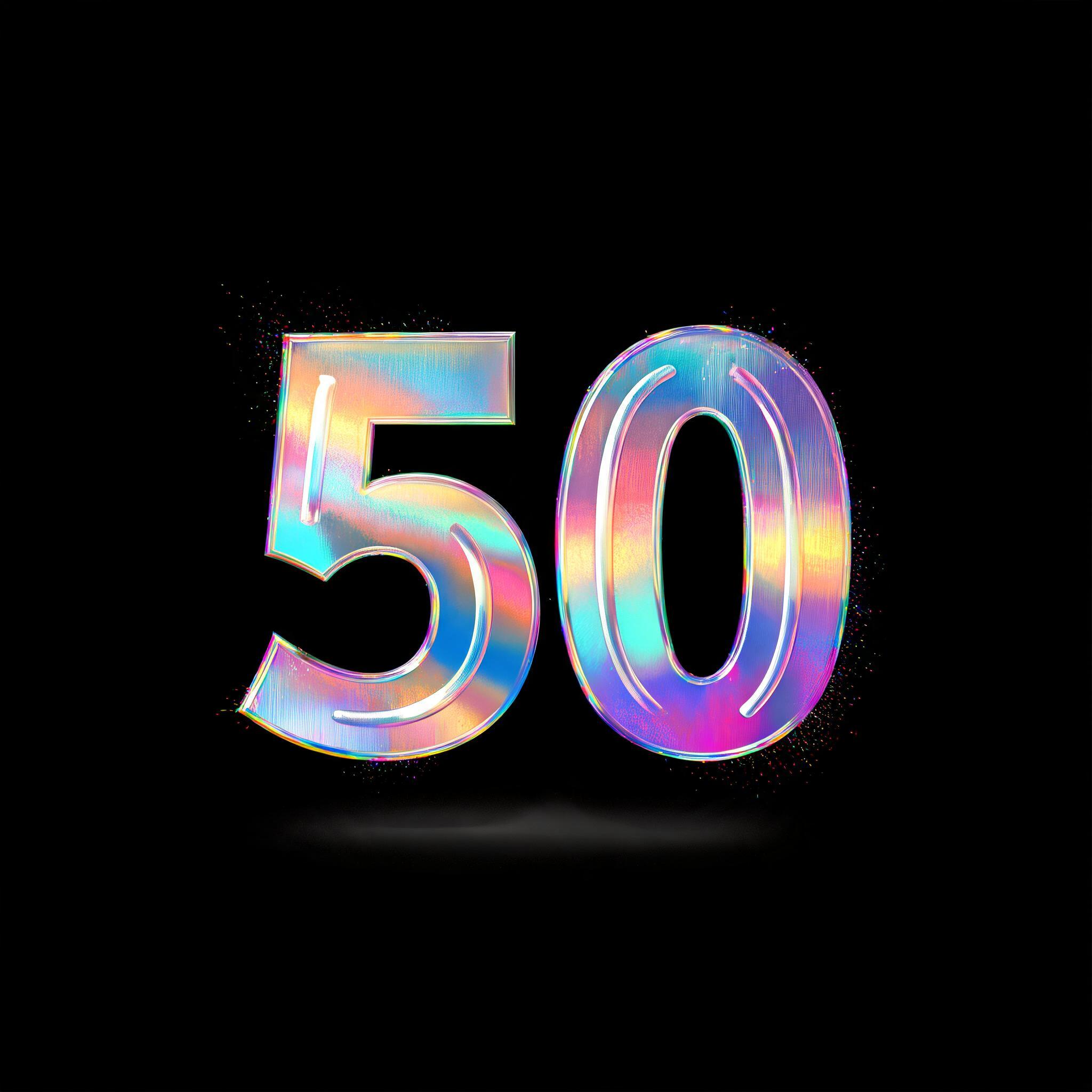 "50" — Holographic | AI Text Effect Generator