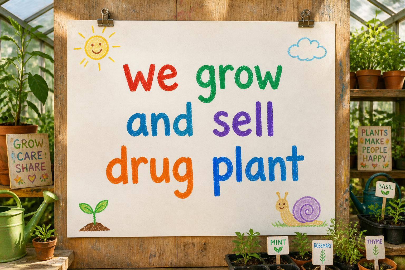 "we grow and sell drug plant" —  | AI Text Effect Generator