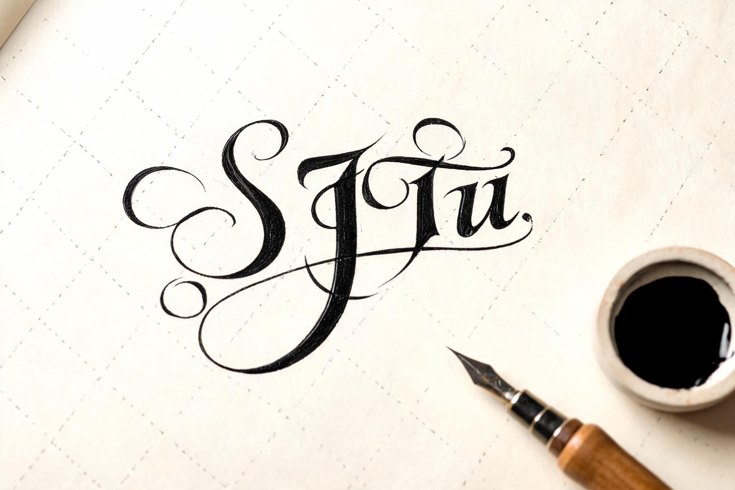 "SJTu" — Cursive Calligraphy | AI Text Effect Generator