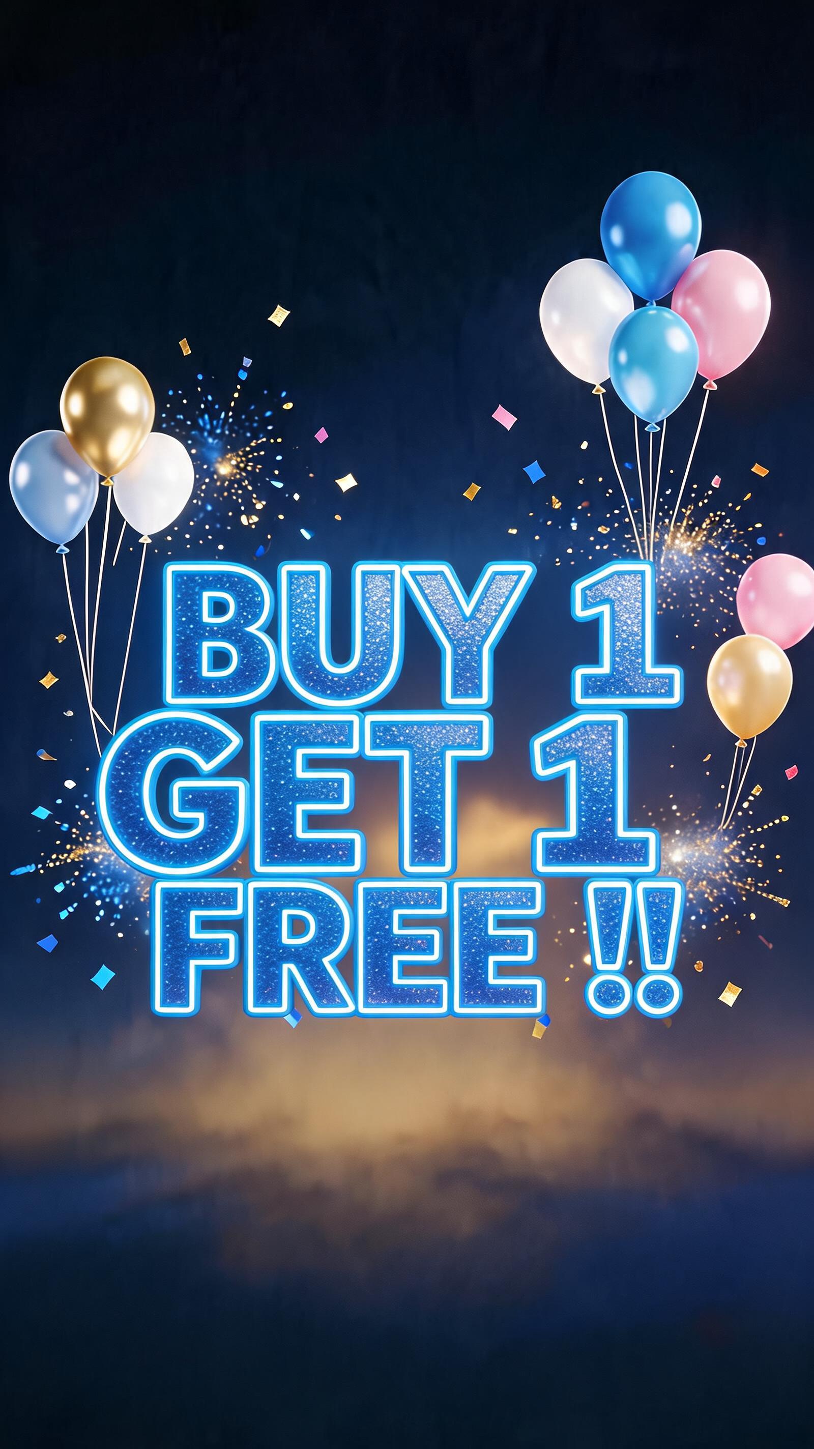 "BUY 1 GET 1 FREE !!" — Birthday | AI Text Effect Generator