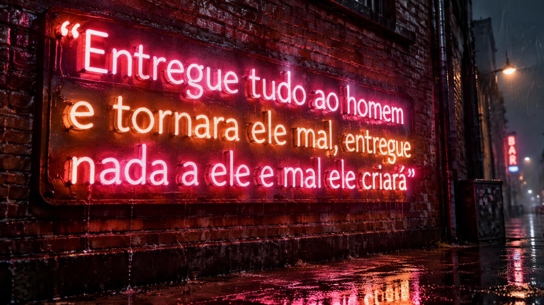 ""Entregue tudo ao homem  e tornara ele mal, entregue nada a ele e mal ele criará"" — Neon Sign | AI Text Effect Generator