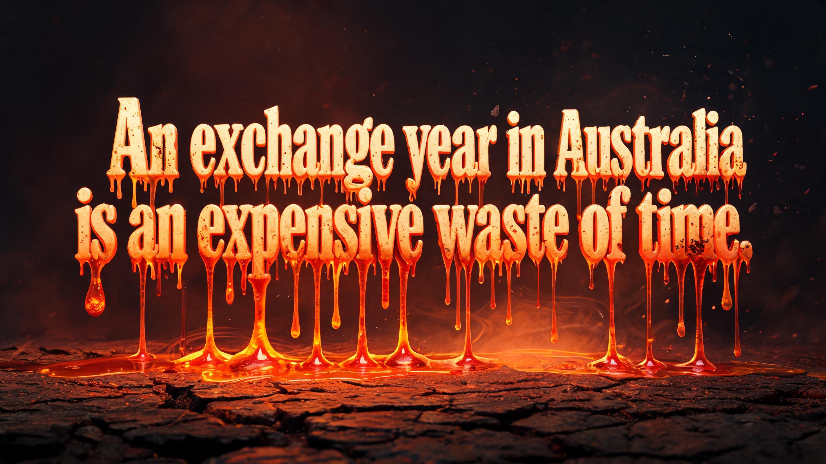 "“An exchange year in Australia is an expensive waste of time."" — Drip Font Melting | AI Text Effect Generator