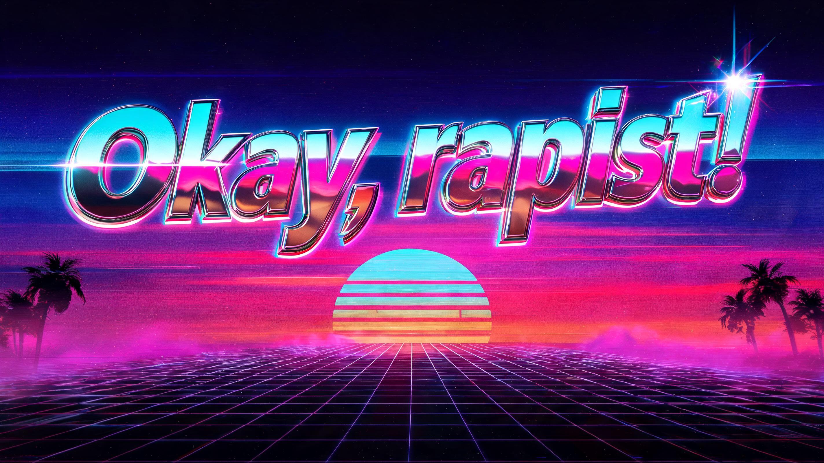 "Okay, rapist!" — Synthwave text effect