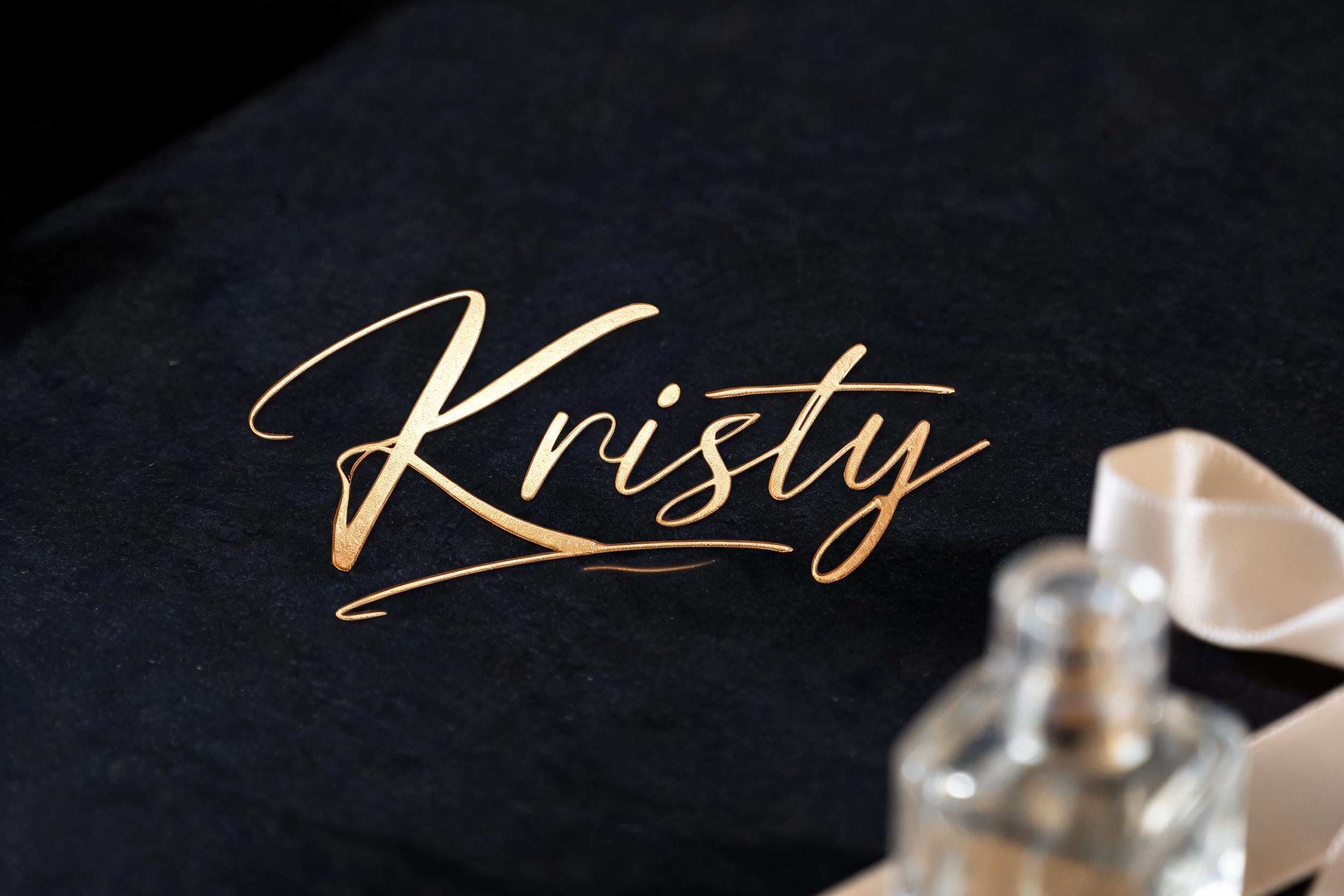 "Kristy
" — Elegant Script text effect