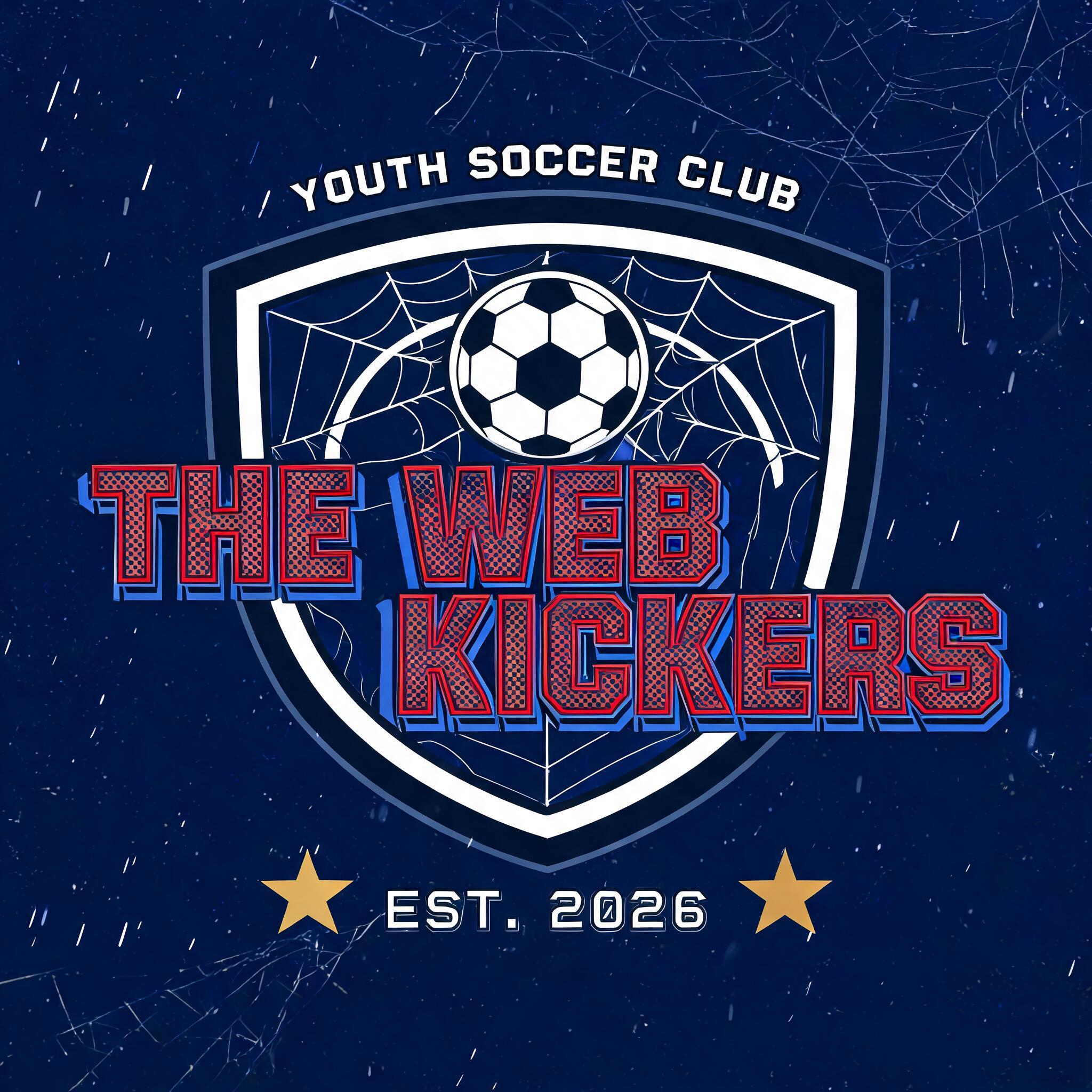 "Make a red-and-blue hero logo for my son's soccer team The Web Kickers" — Spider Hero text effect