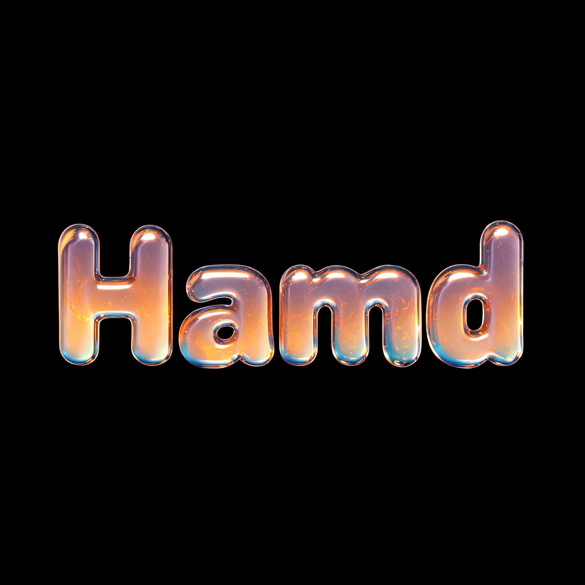 "Hamd" — Glass Liquid | AI Text Effect Generator