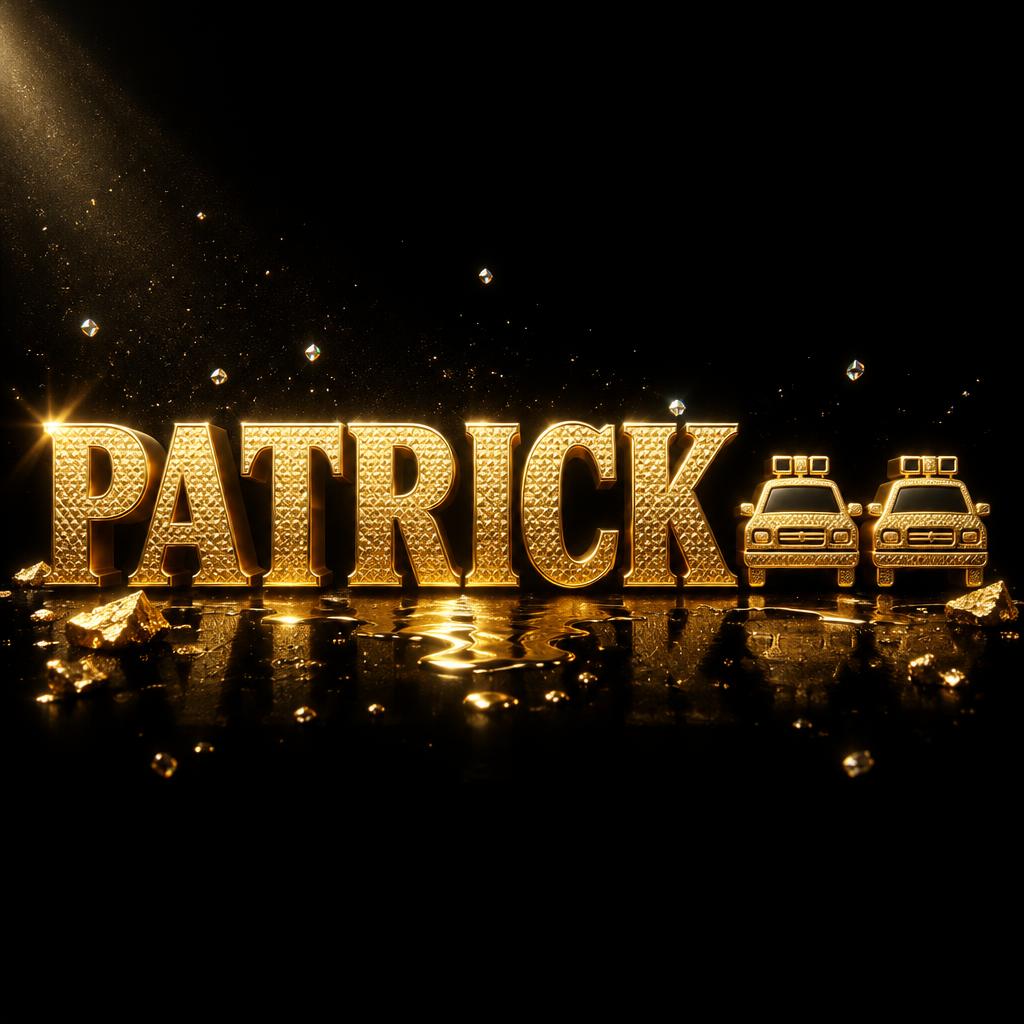 "PATRICK🚔🚔" — Luxury Gold | AI Text Effect Generator