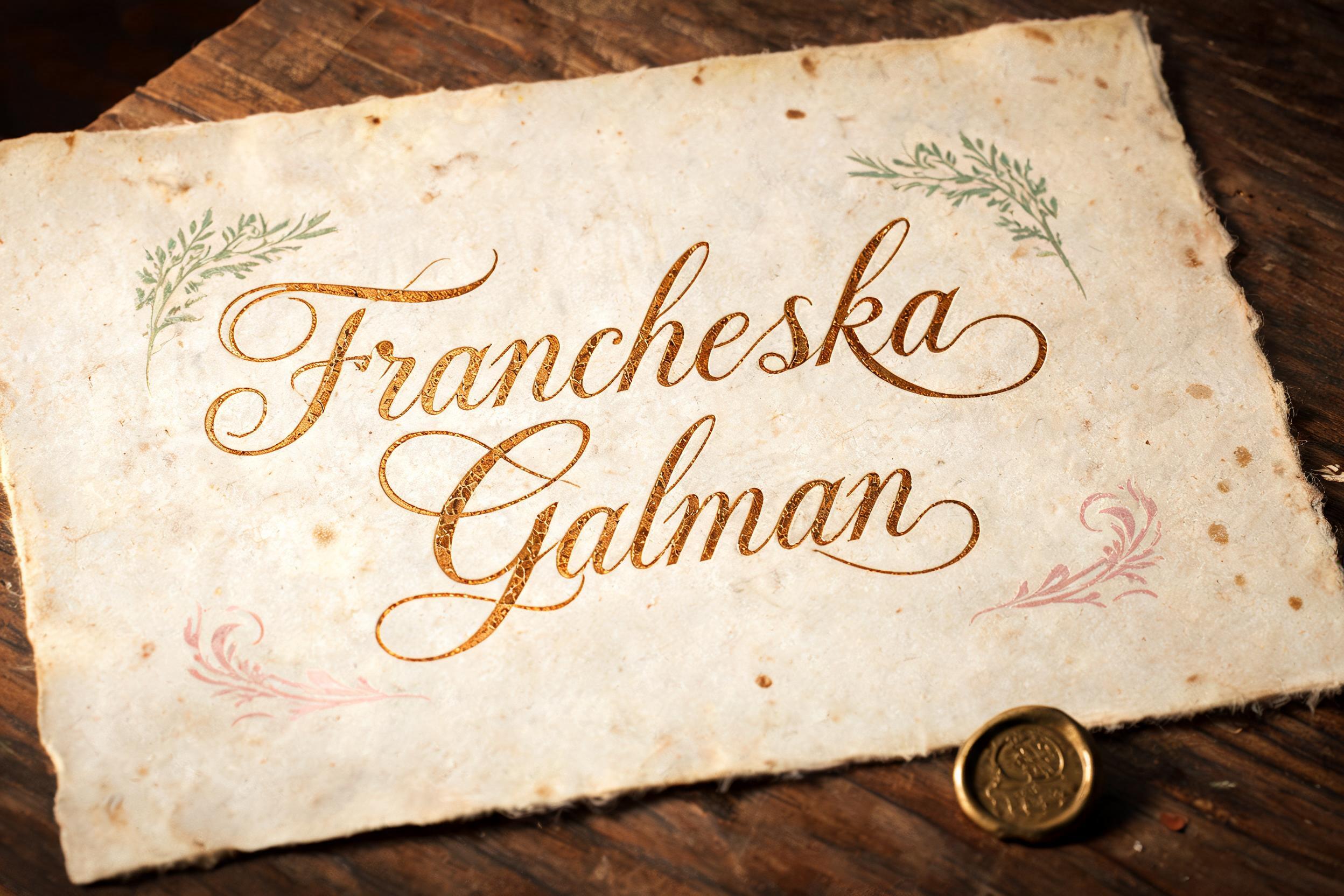 "Francheska Galman" — Vintage | AI Text Effect Generator