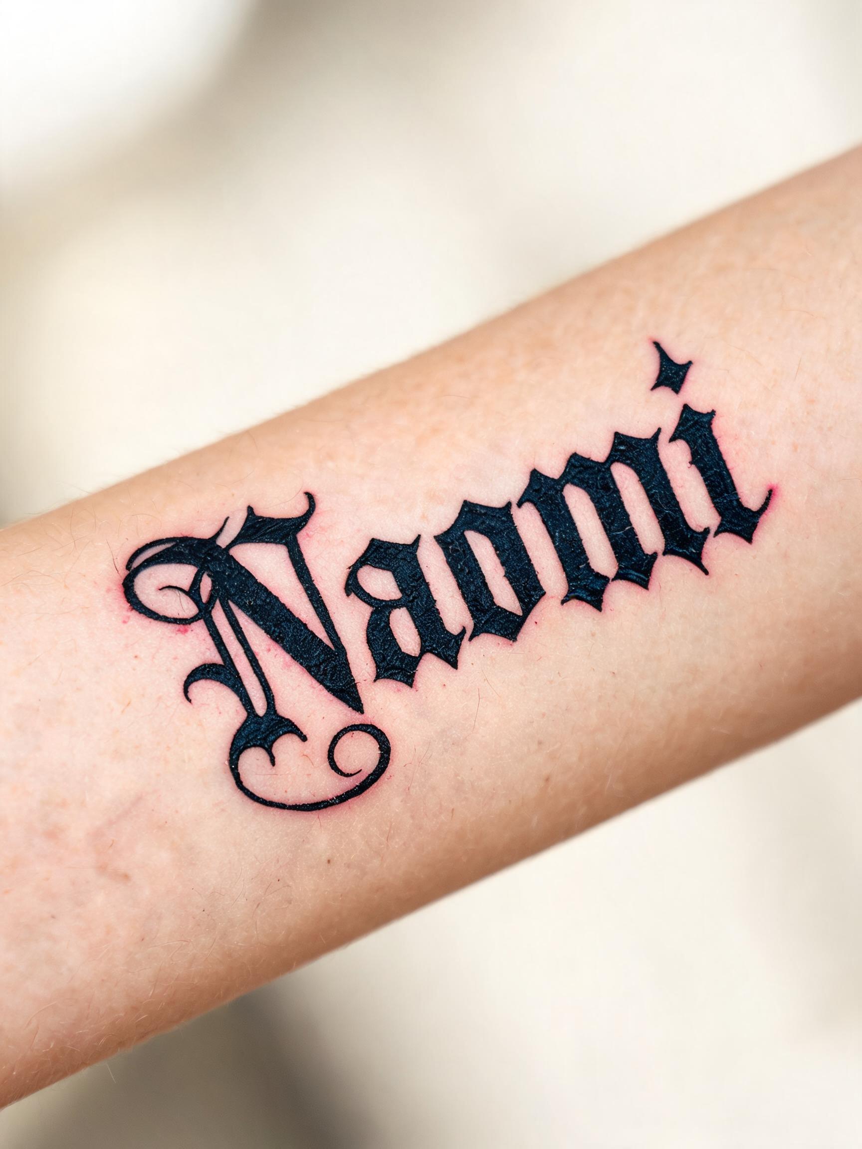 "Naomi" — Tattoo text effect