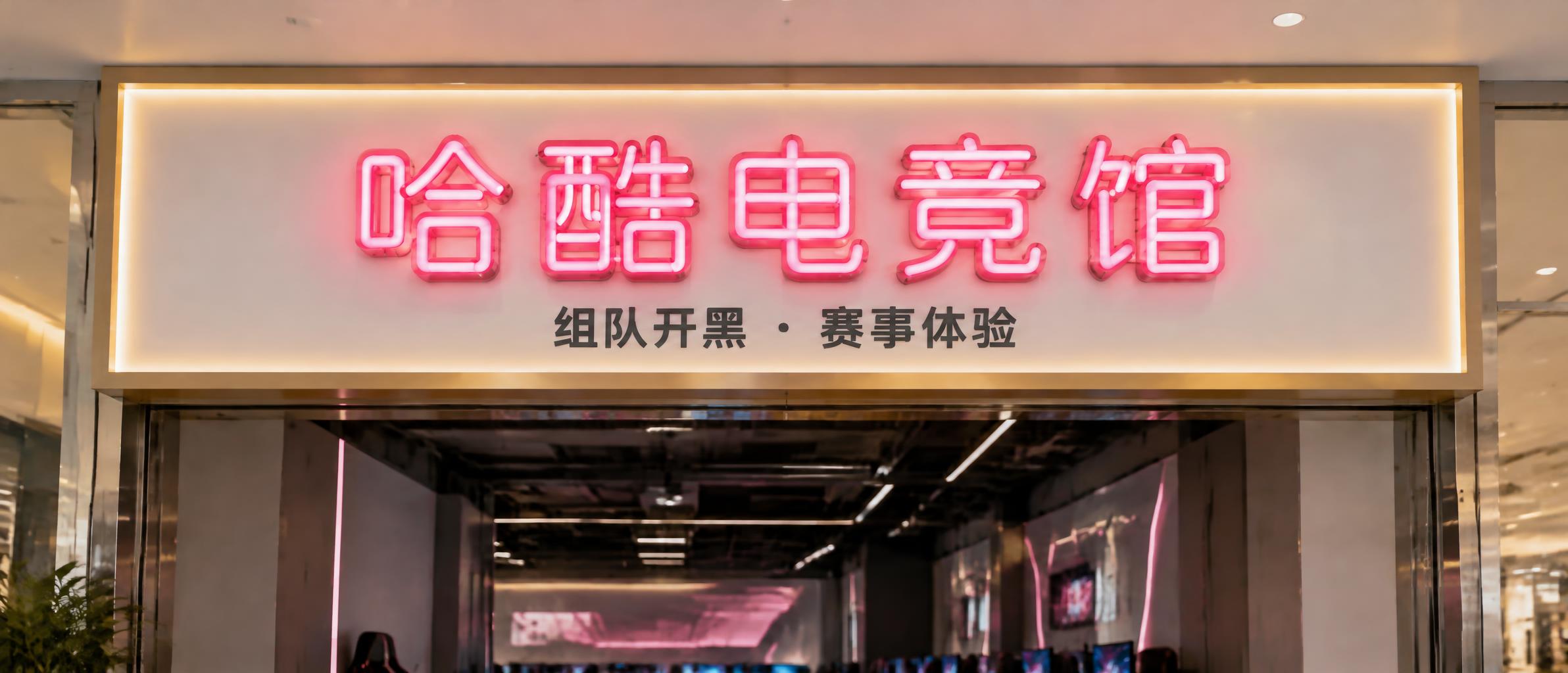 "哈酷电竞馆
组队开黑 · 赛事体验" — Neon Sign | AI Text Effect Generator