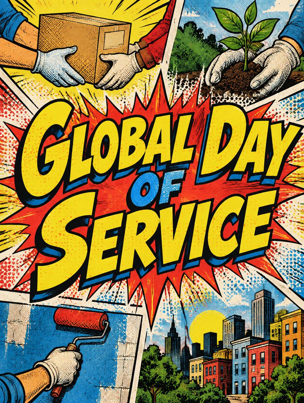 "Global Day of Service" — Comic Book | AI Text Effect Generator