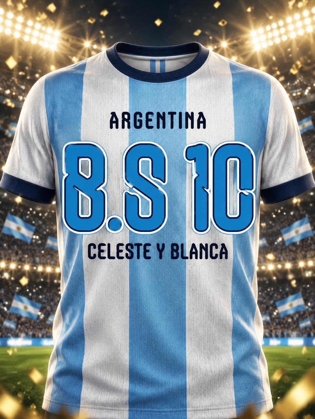 "B.S 10
ARGENTINA
CELESTE Y BLANCA" — Sports Football | AI Text Effect Generator