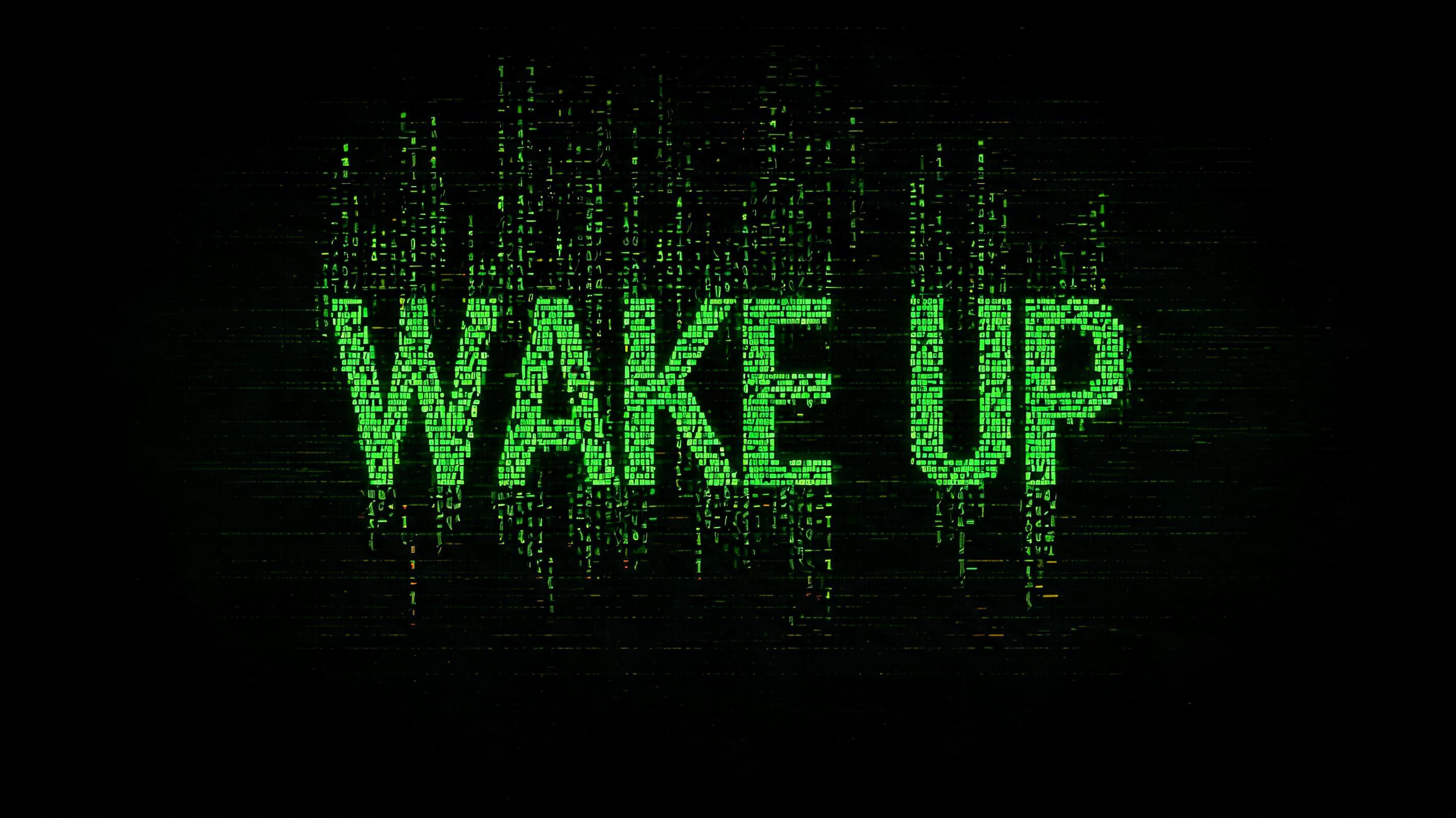 "WAKE UP" — Cyberpunk Data Stream text effect
