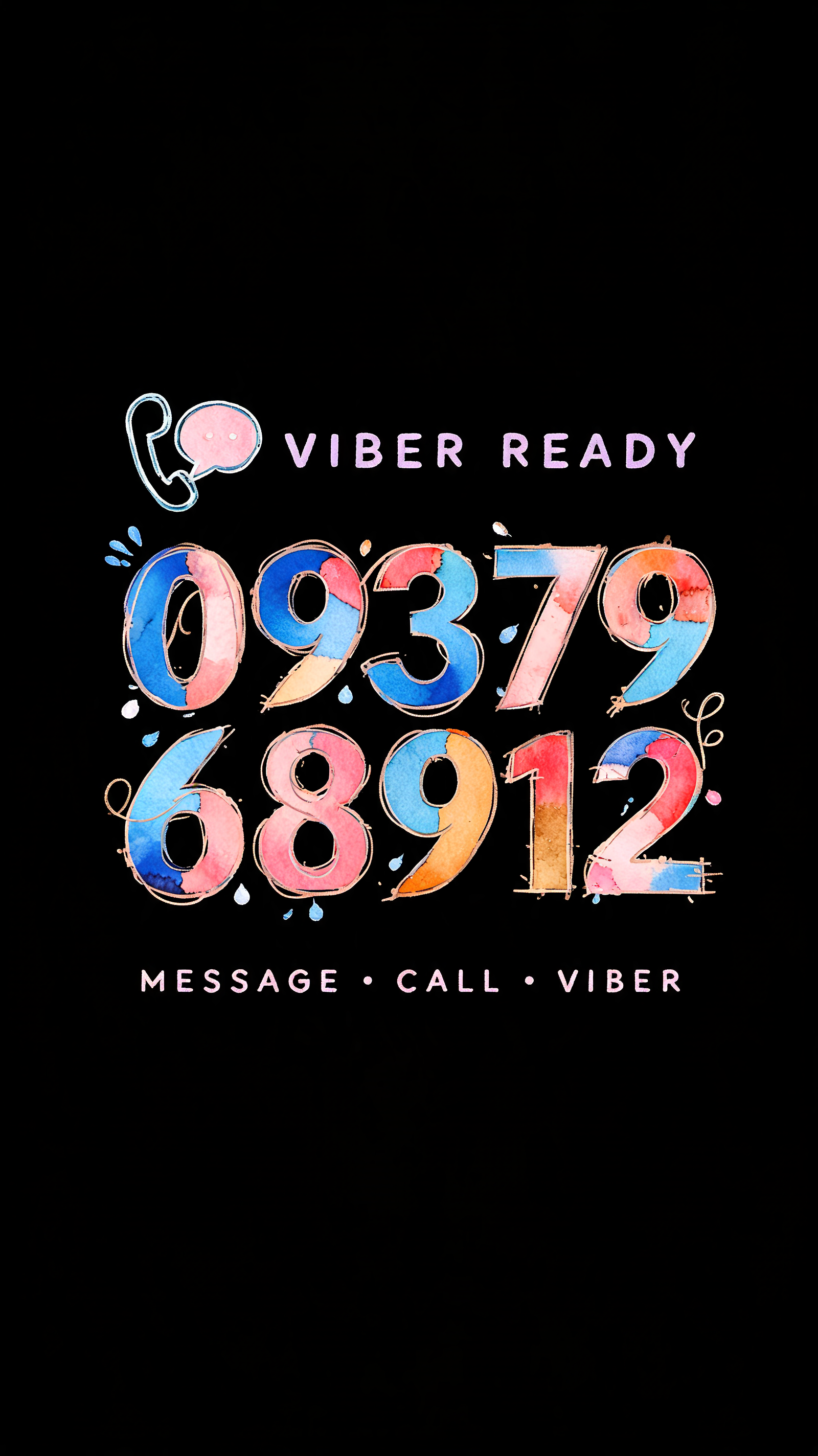 "09937968912 (Viber ready)" — Watercolor text effect