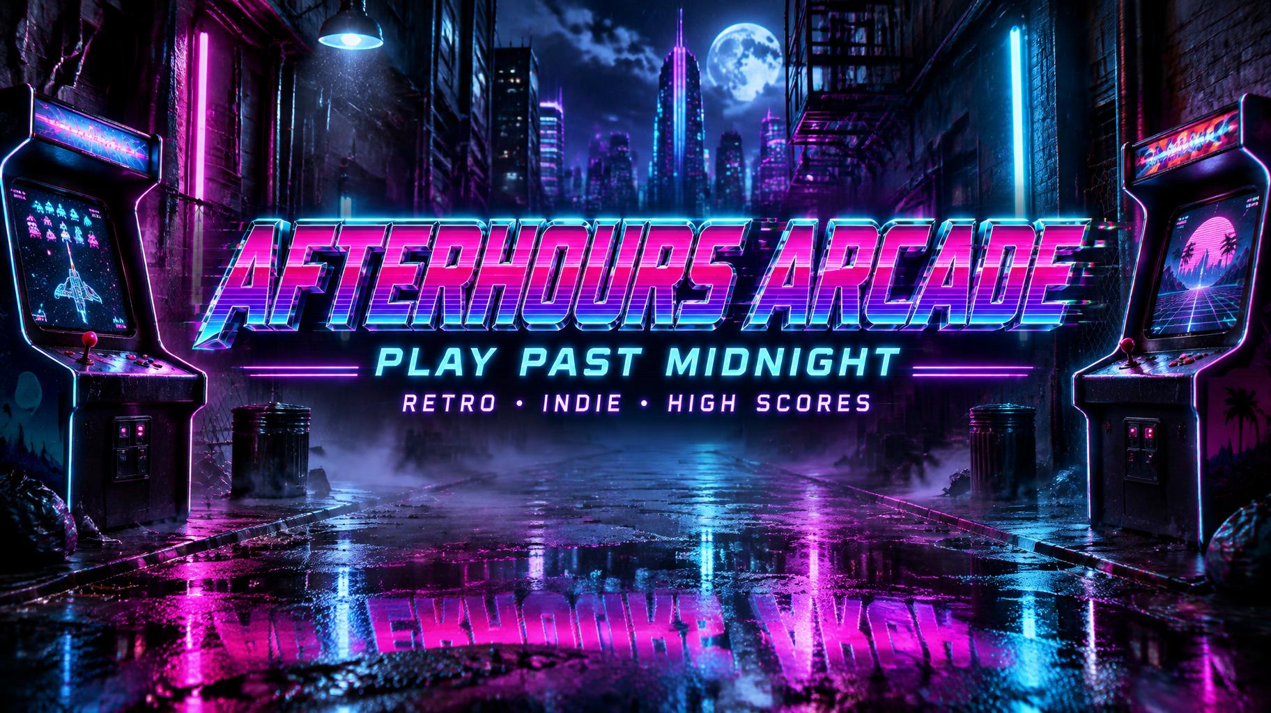 "AFTERHOURS ARCADE
PLAY PAST MIDNIGHT
RETRO • INDIE • HIGH SCORES" — Cyberpunk | AI Text Effect Generator