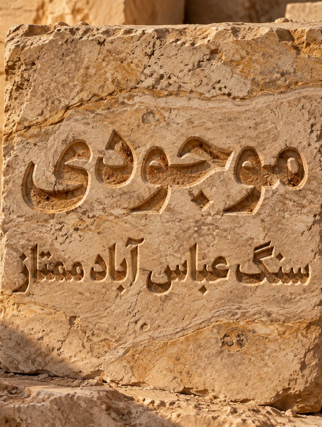 "موجودی 
سنگ عباس آباد ممتاز" — Sand Stone text effect
