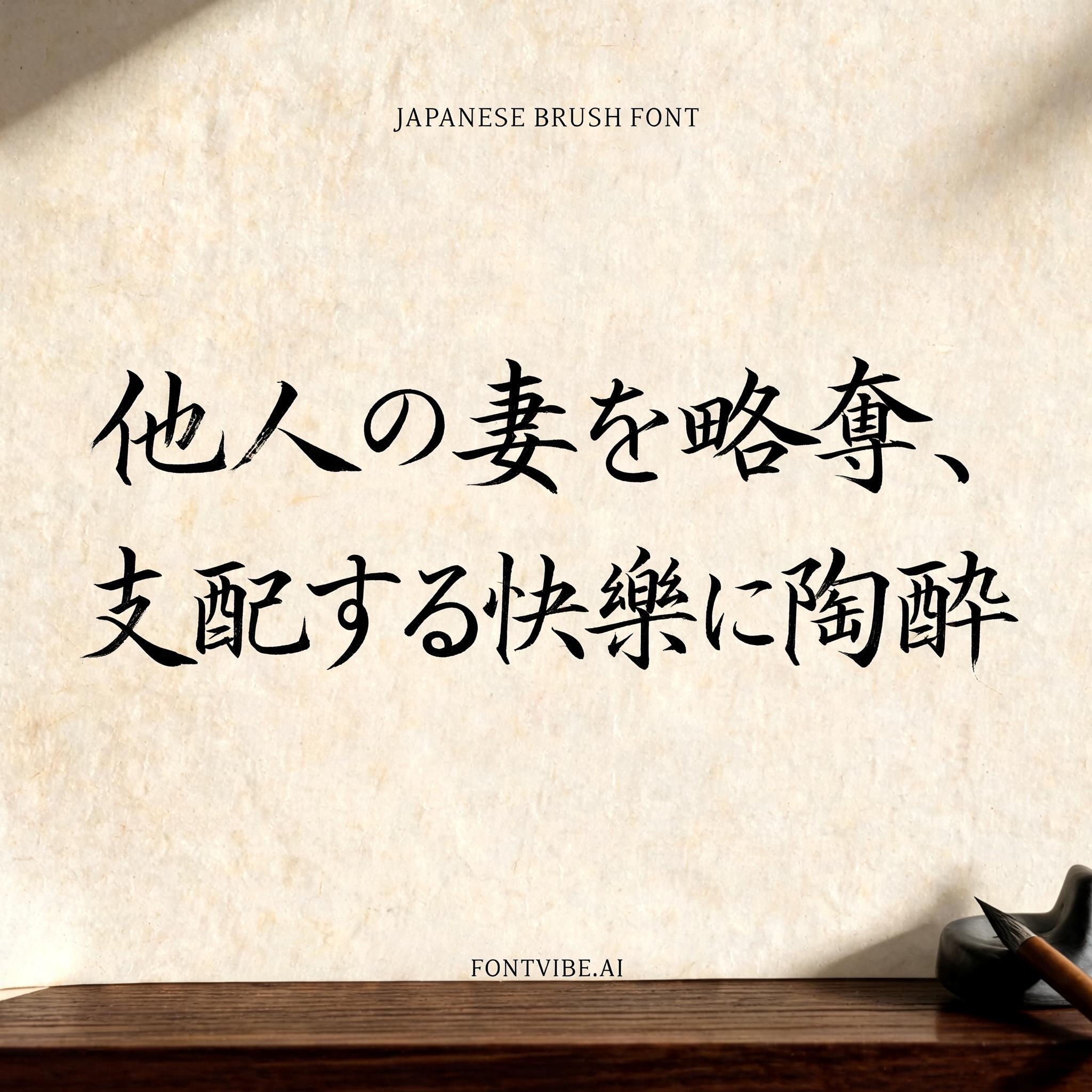 "他人の妻を略奪、支配する快楽に陶酔" — Brush Japanese Ink | AI Text Effect Generator