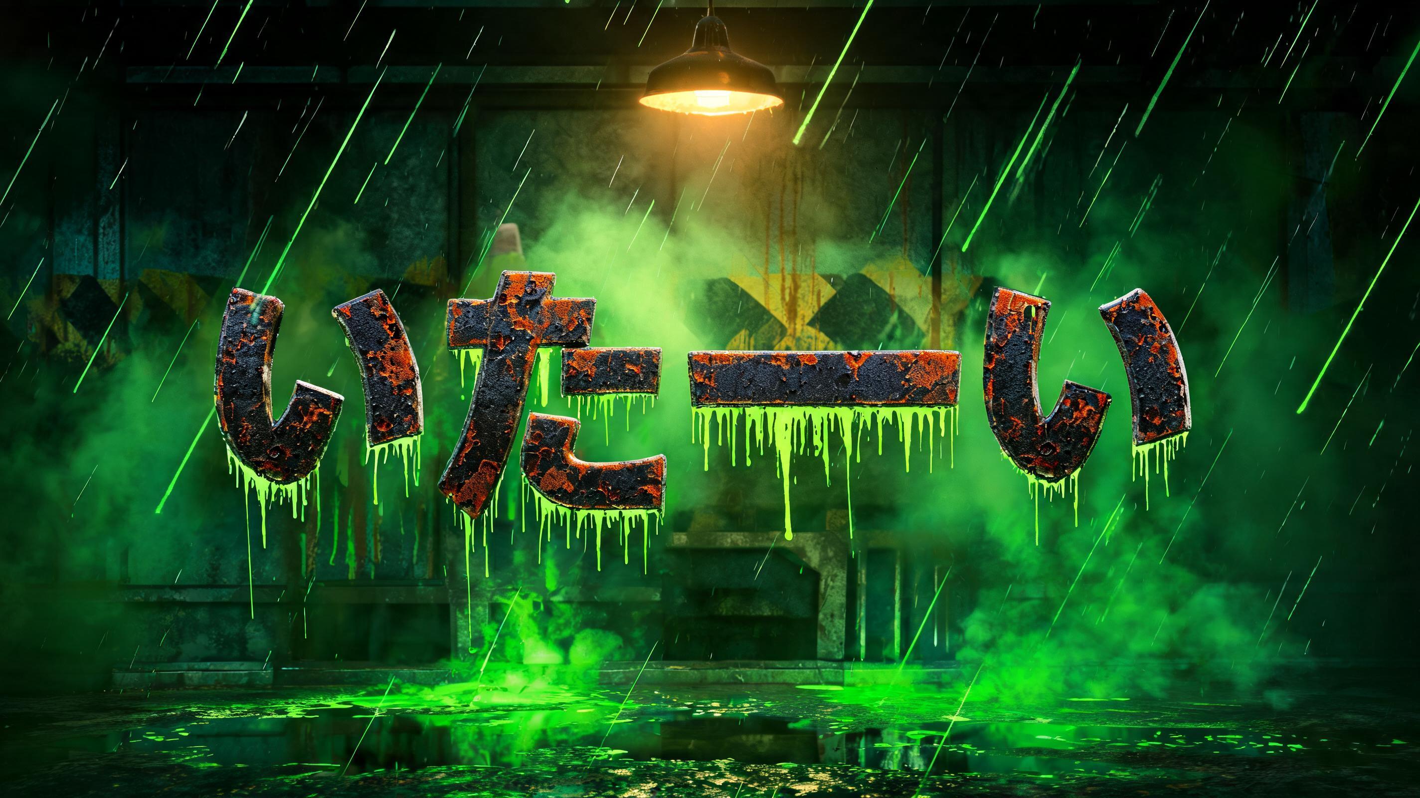 "いたーい" — Cyberpunk Acid Rain text effect