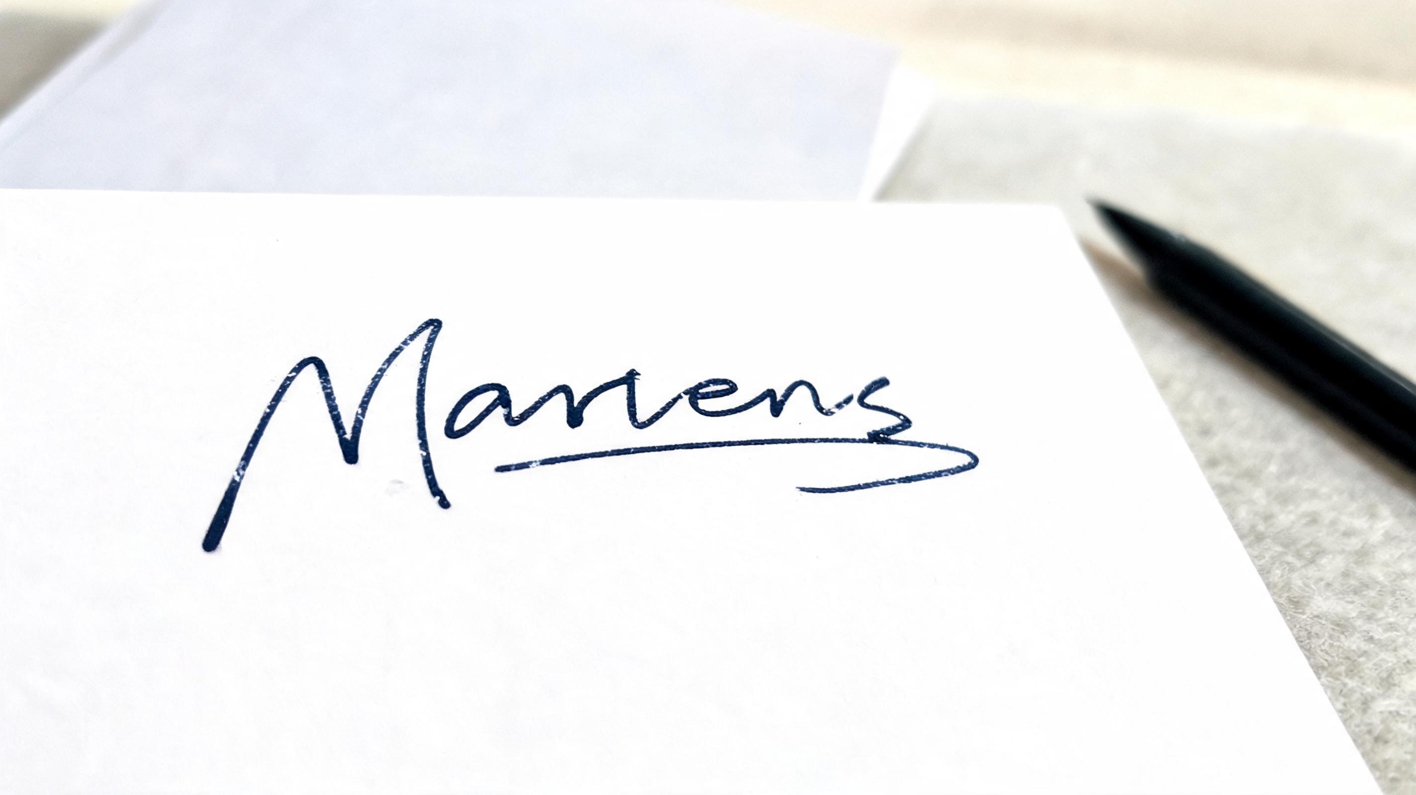 "Marvens" — Cursive Signature | AI Text Effect Generator