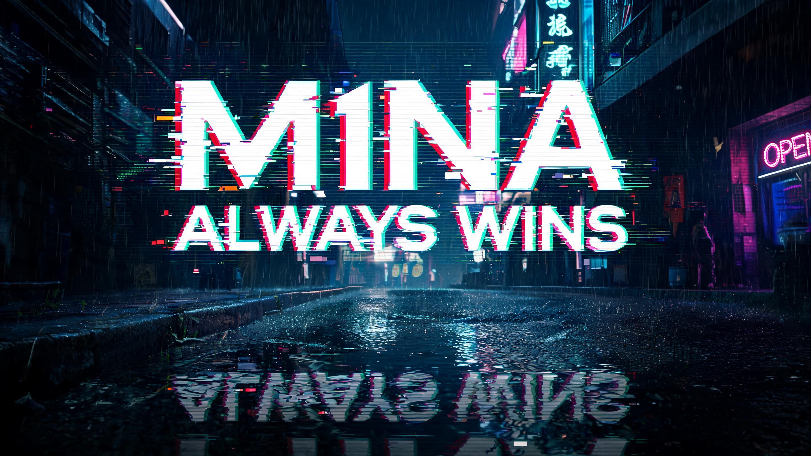 "M1NA ALWAYS WINS" — Glitch | AI Text Effect Generator